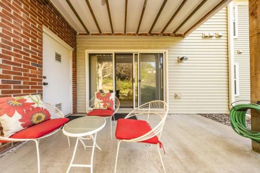 Inviting sitting area just outside the patio door