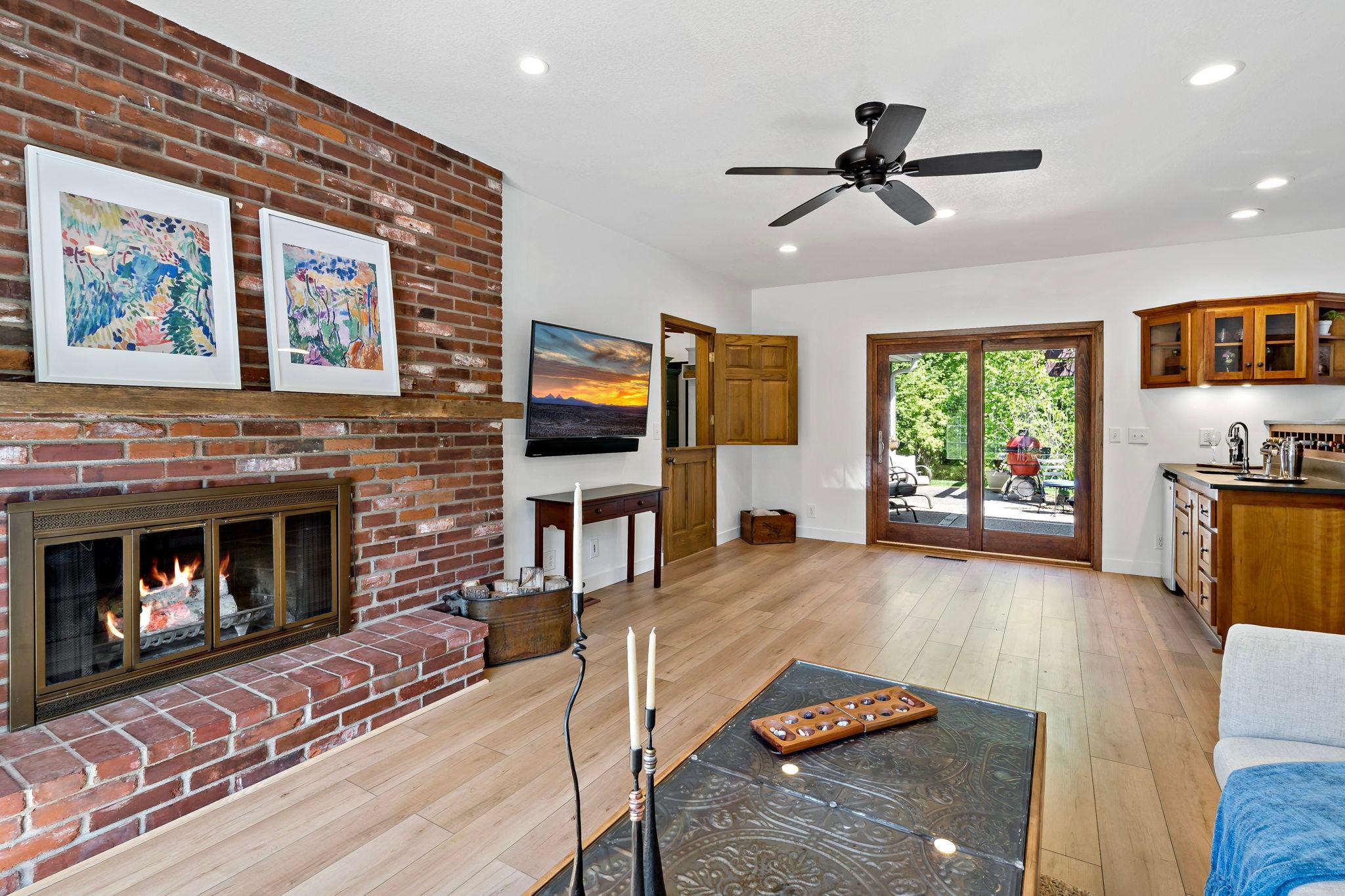 Family room leads to the patio and mudroom.