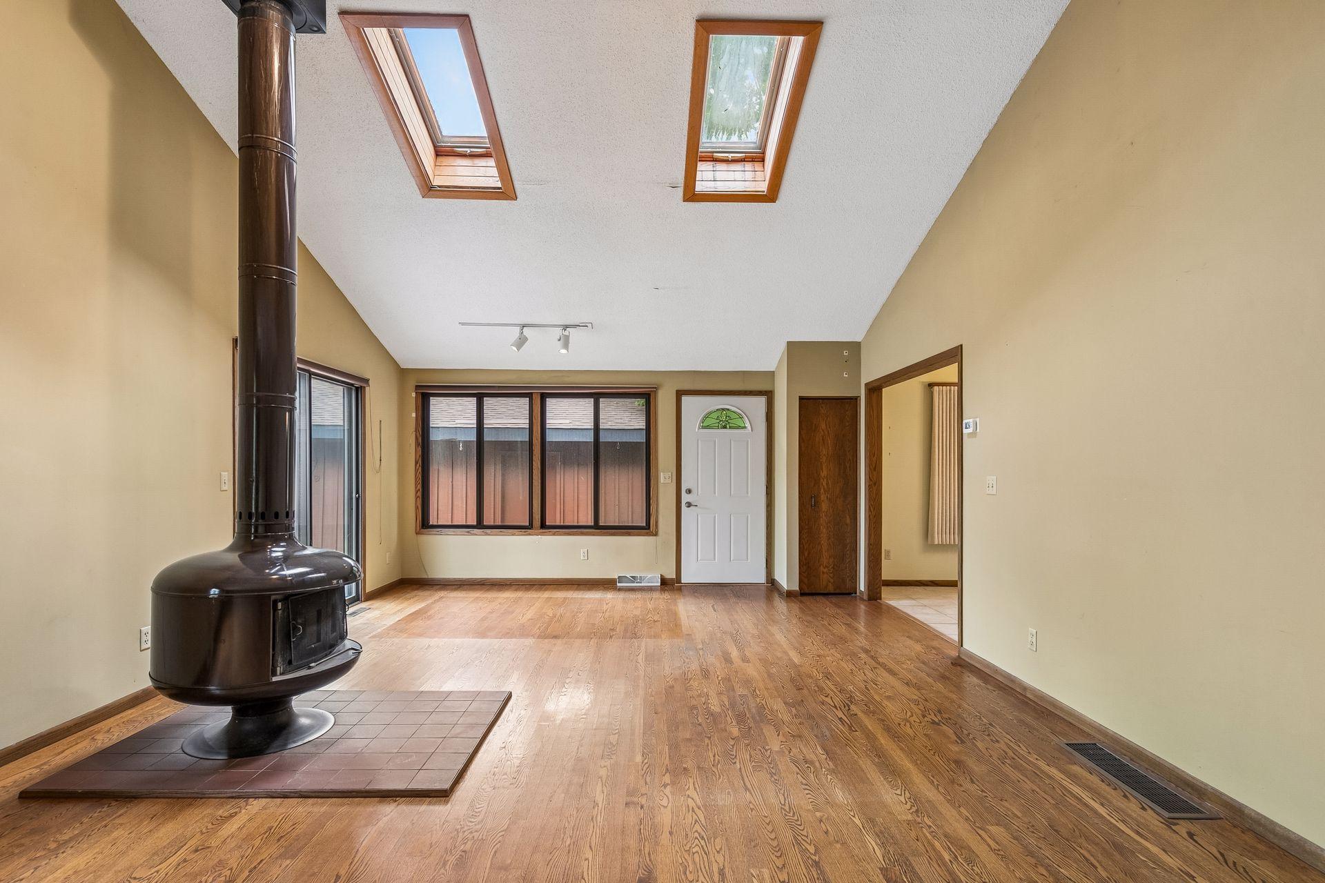 Sliding doors and skylight windows bring tons of light