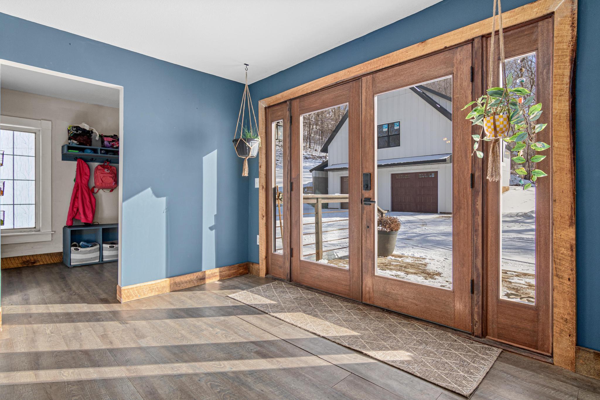 French doors open to the deck