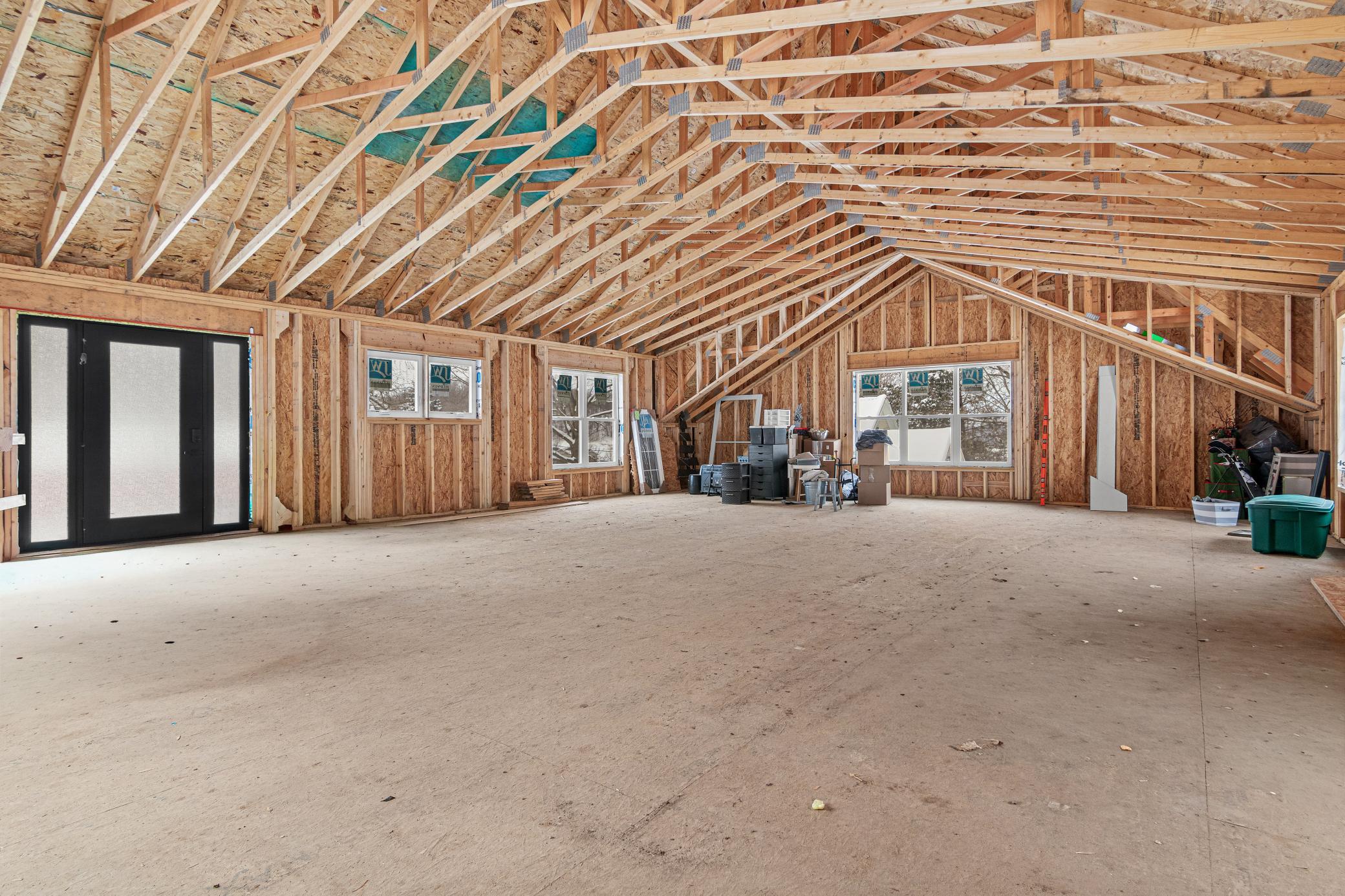 An unfinished upper level ready for future living space or a studio