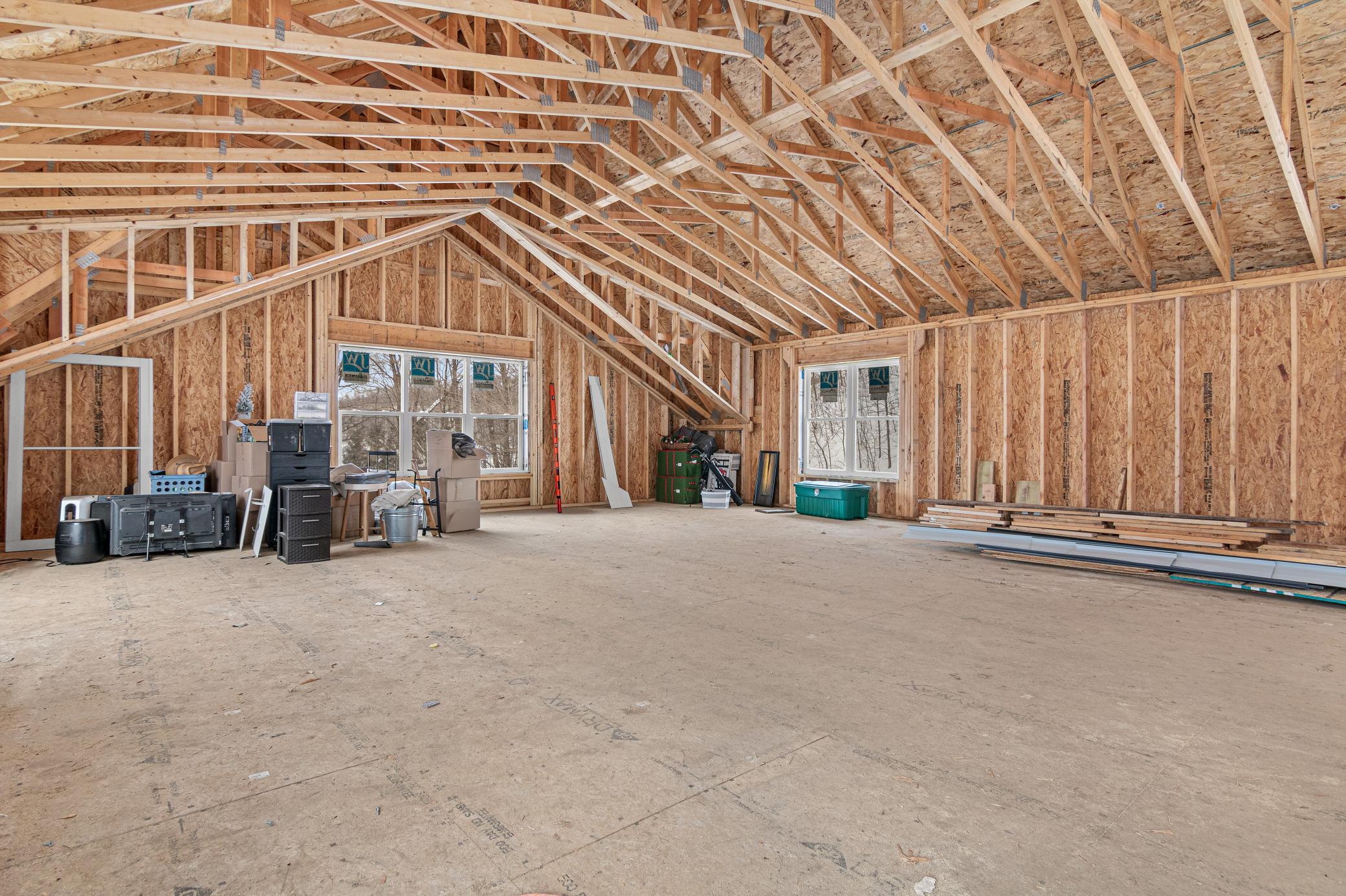 Expansive upper-level garage space filled with possibility