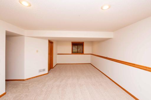Finished lower-level Rec room. Fresh carpet and paint. Easy to move right in.