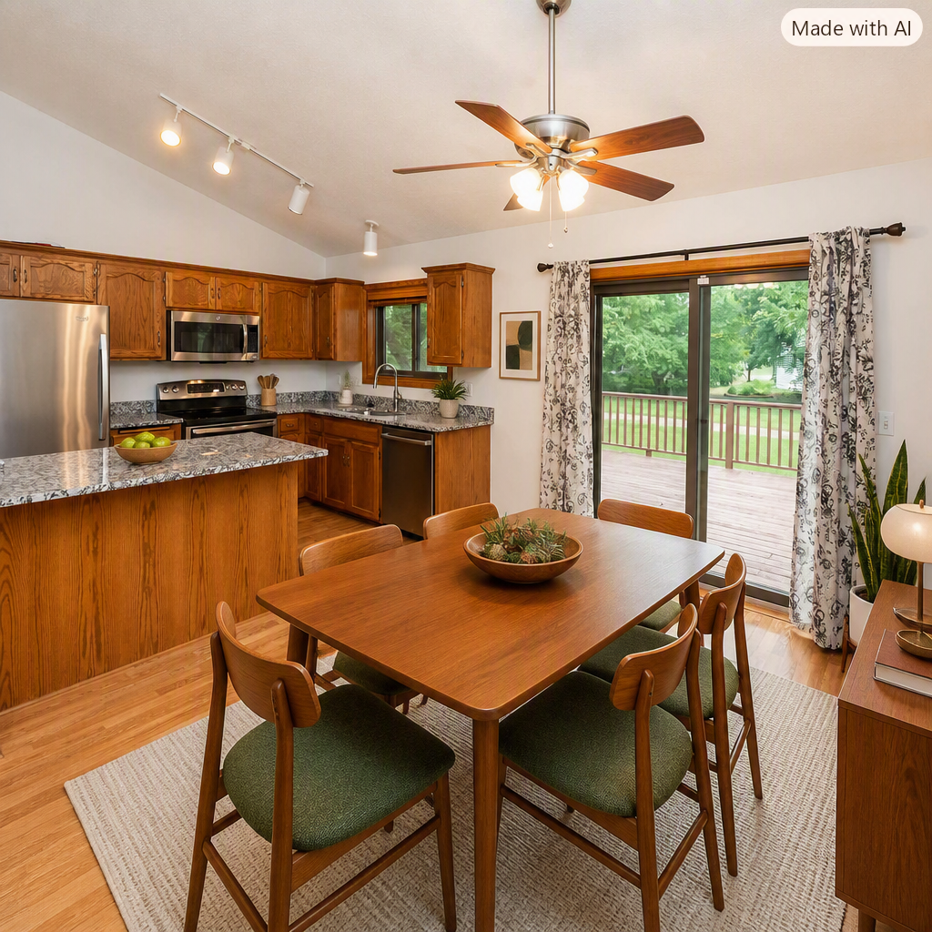 Virtually Staged Fresh, bright, and move in ready — the kitchen feels brand new. Lovely dining area with views of backyard.