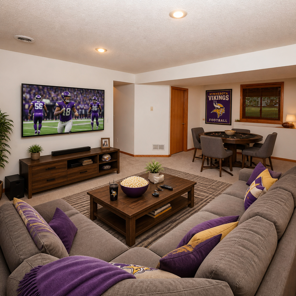 Virtually Staged This room hits different now. Come see the new vibe! Imagine Football or Movie Nights here. Perfect for your family and friends.