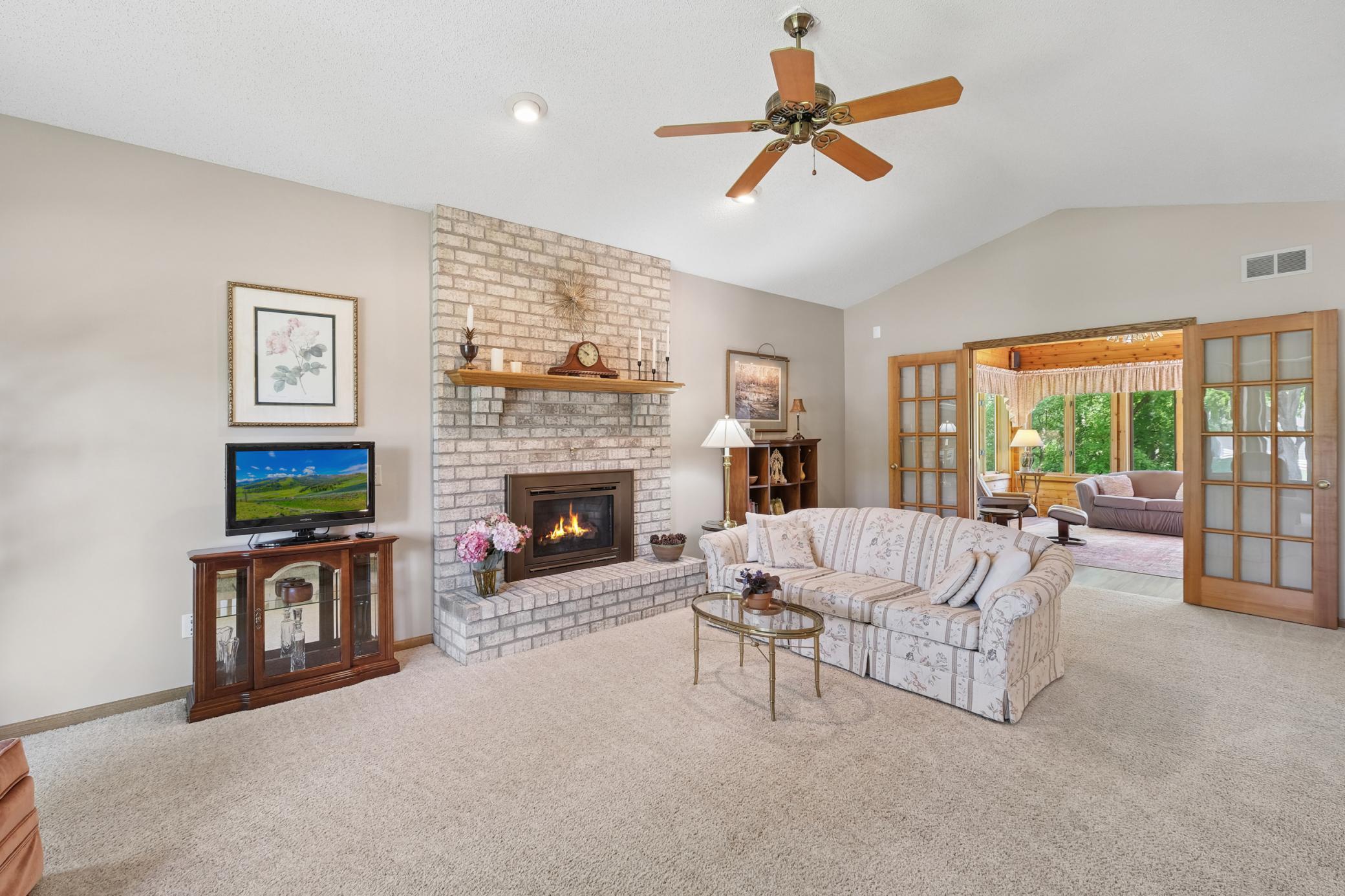 Living room with fireplace