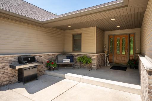 Covered front entrance with soffit lighting!