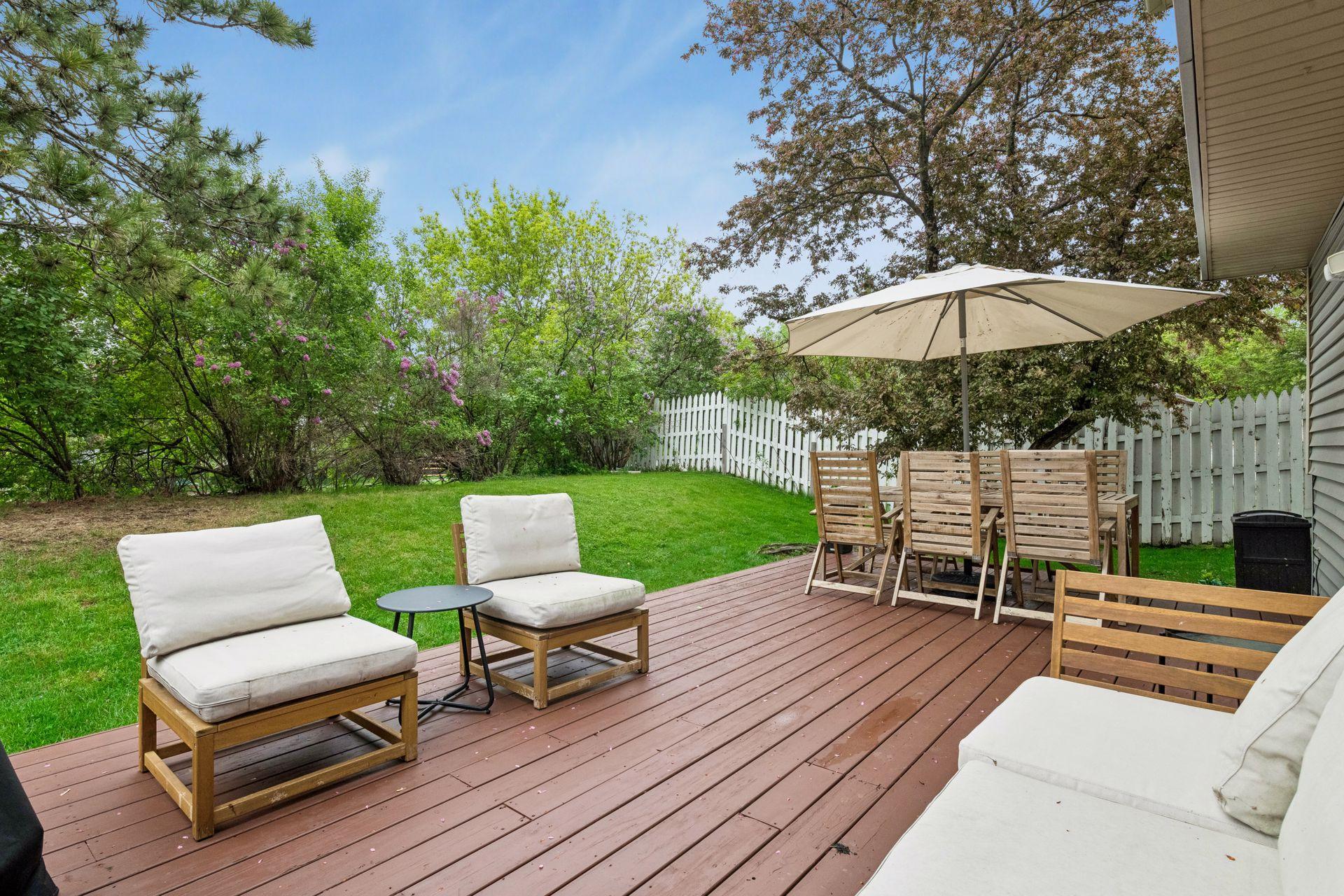 The back deck has been freshly stained.