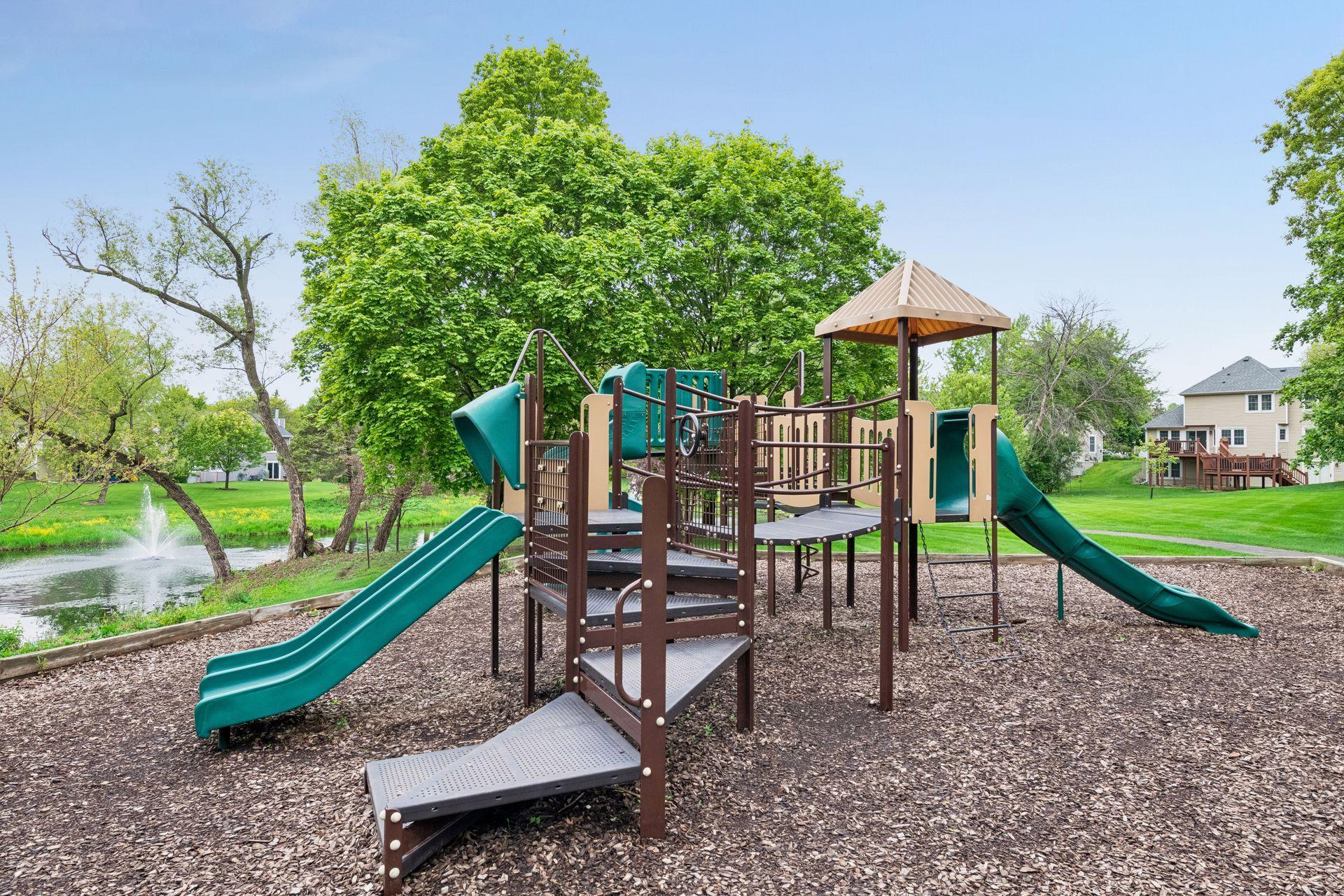 The Jamestown Tot Lot is just steps from your front door and is is a great spot to run and play.
