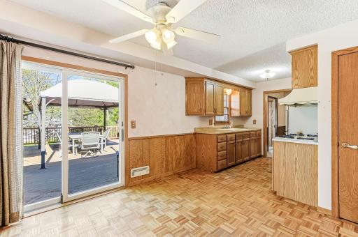 Kitchen and dining combo with functional layout and room to update.