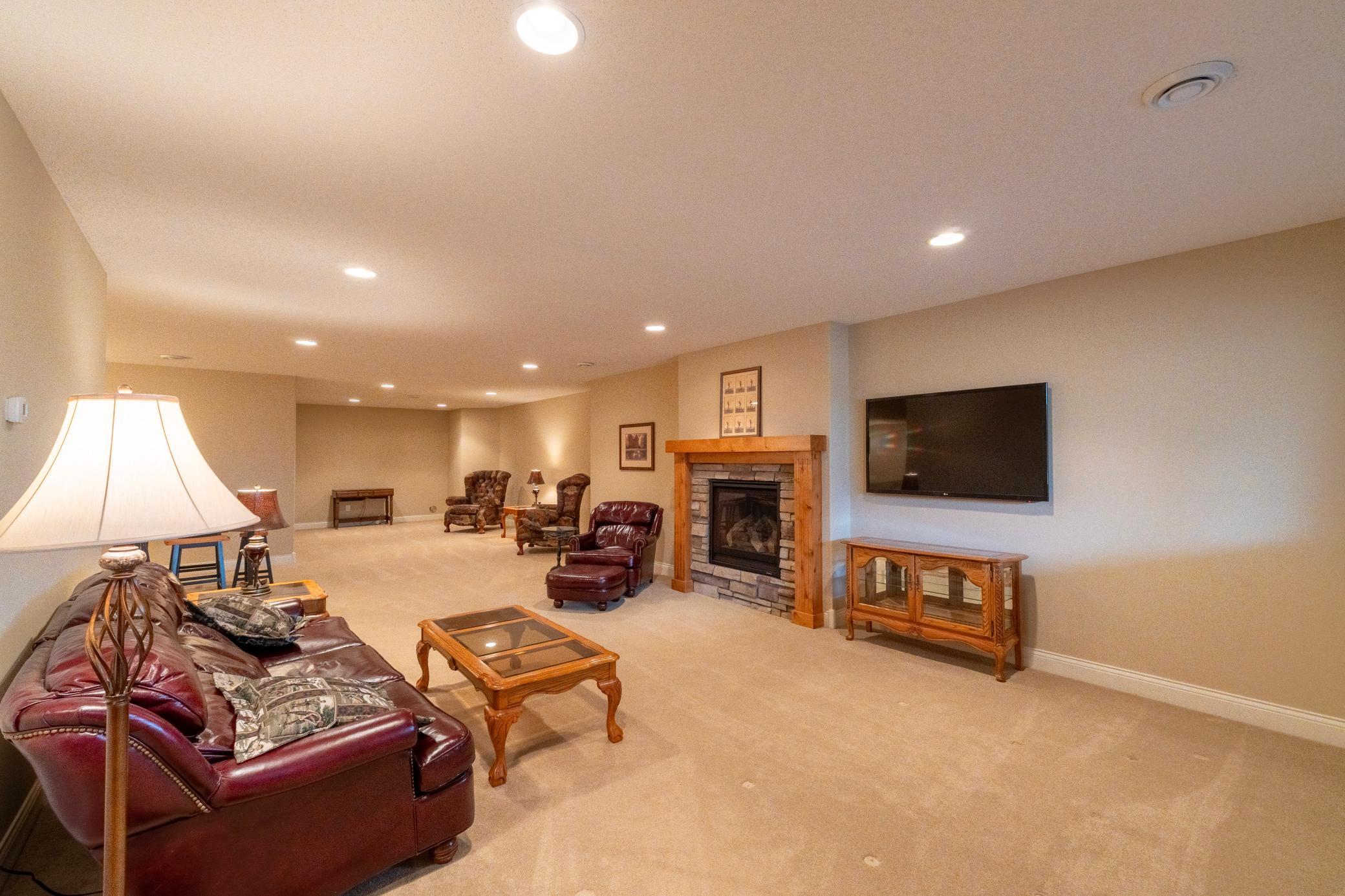 Great room, gas fireplace - Lower level