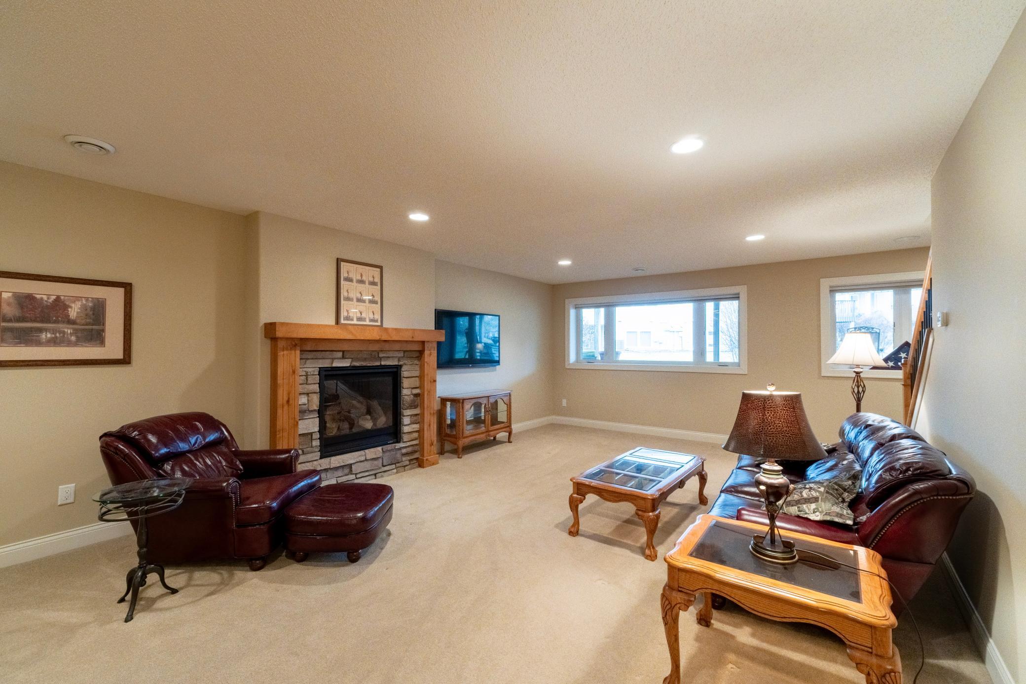 Great room, gas fireplace - Lower level