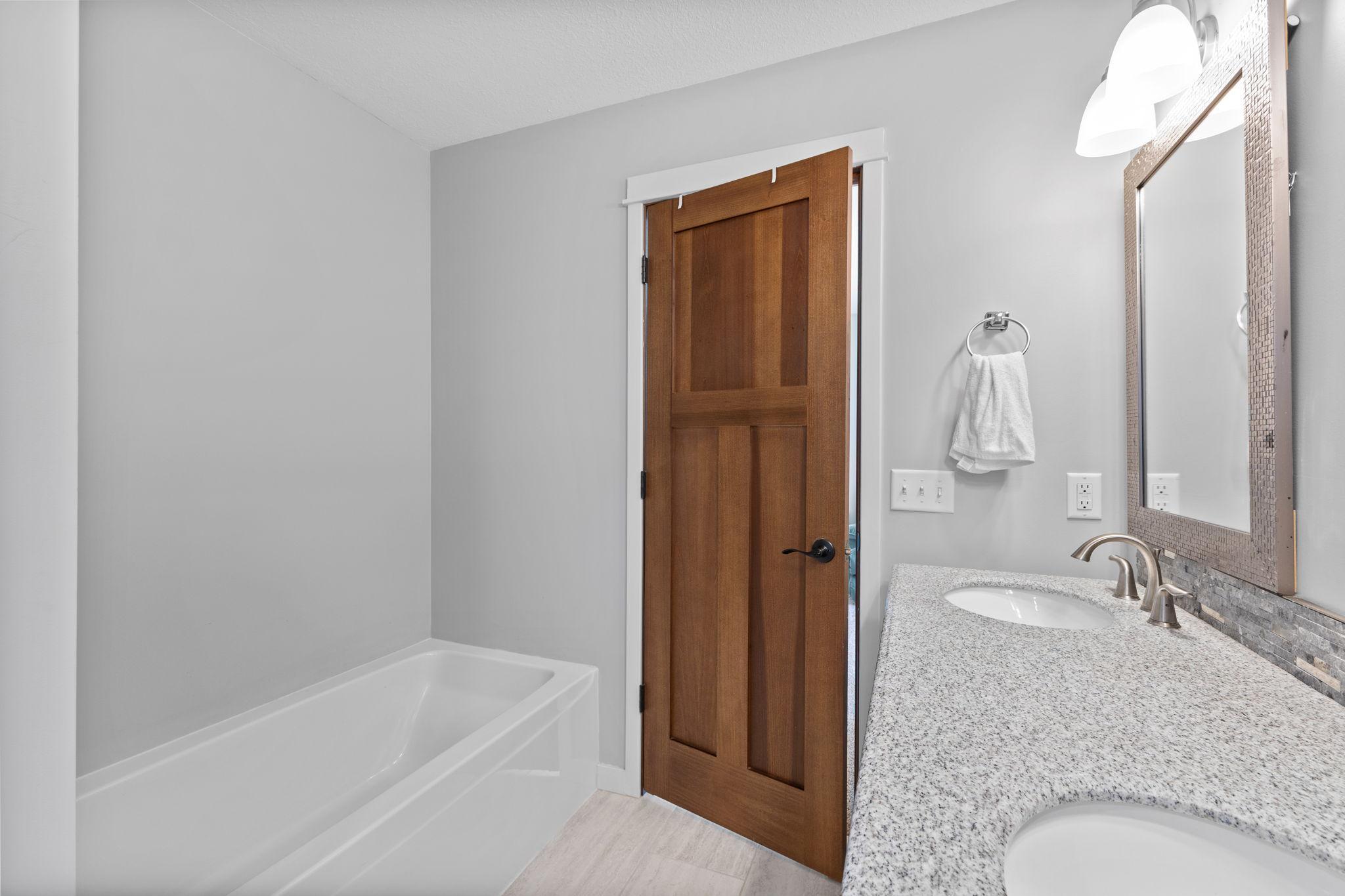 Primary bath with tub and double vanity