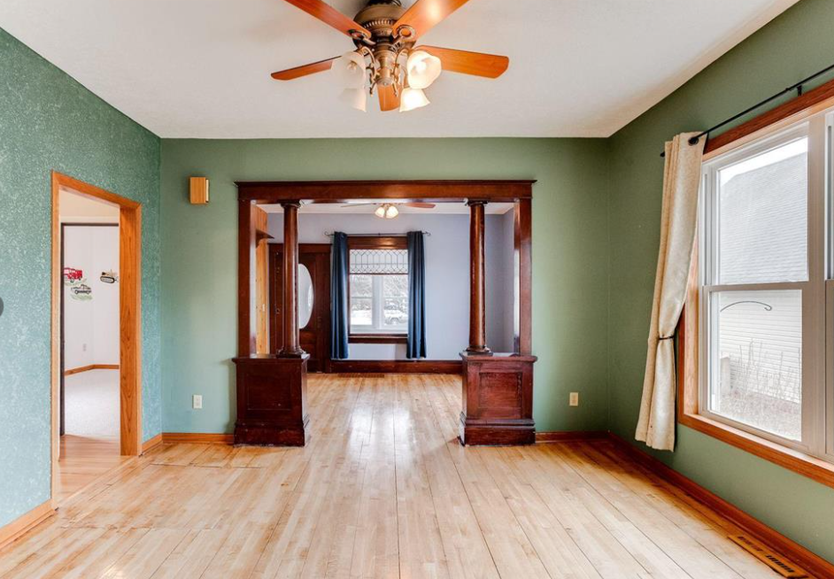 Main floor living room and dining room