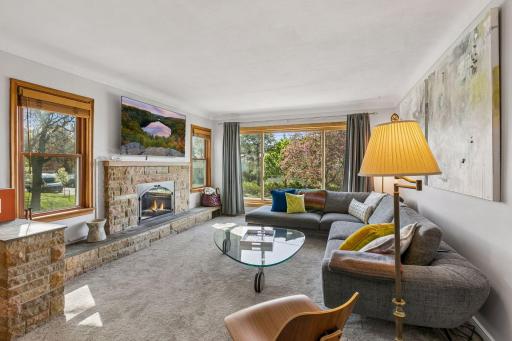 Another focal point here is the gorgeous stone, wood burning fireplace ( never used by current owner).
