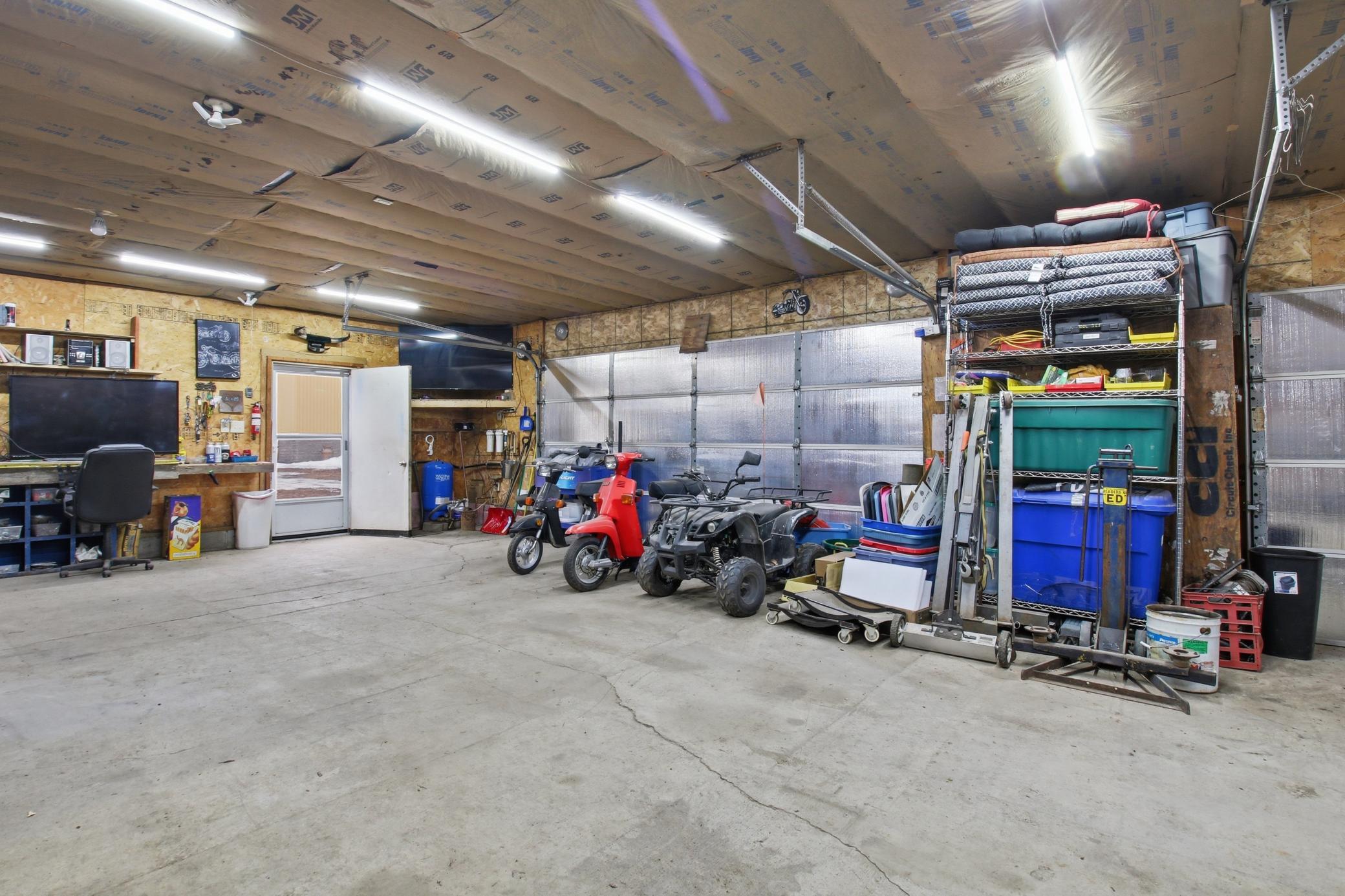 Perfect space for storing recreational toys and equipment for nearby trails and lakes.