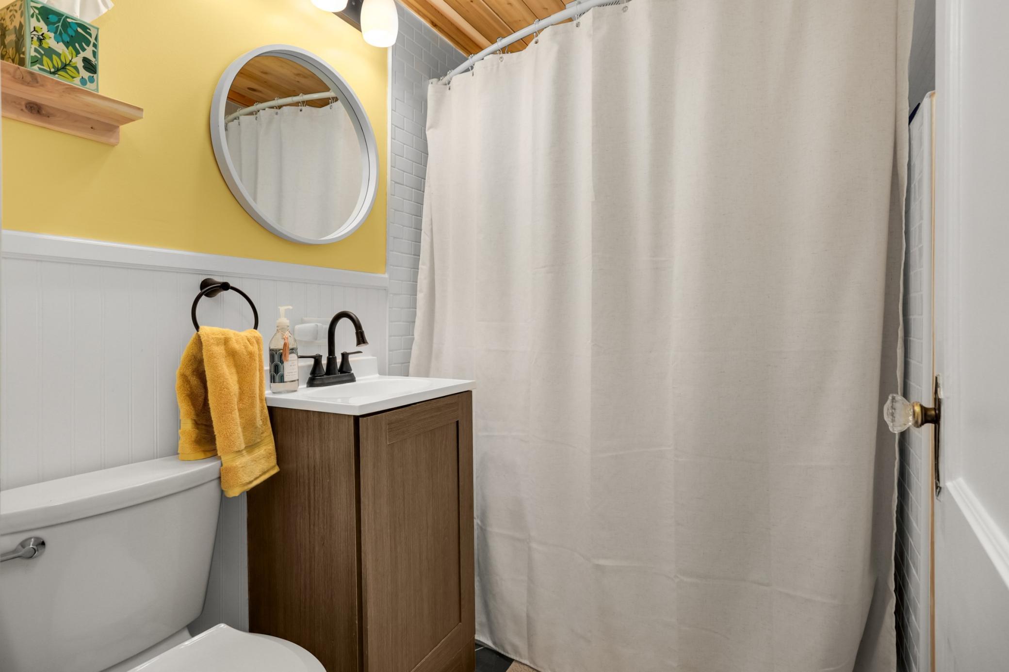 Clean and functional bathroom with practical finishes and everyday convenience.