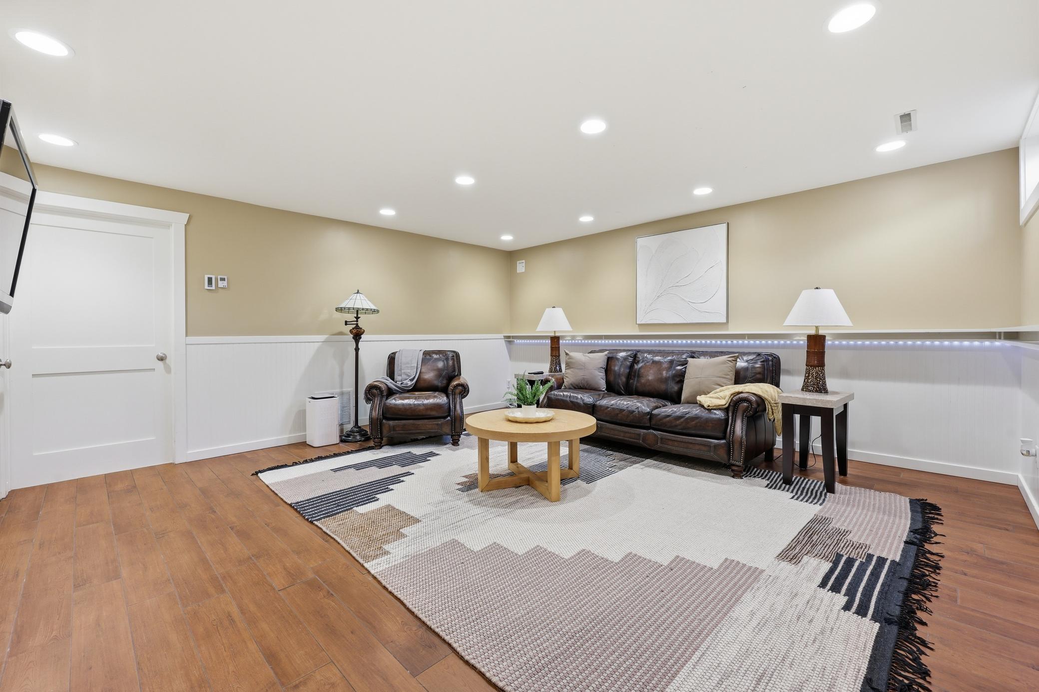Family room in basement