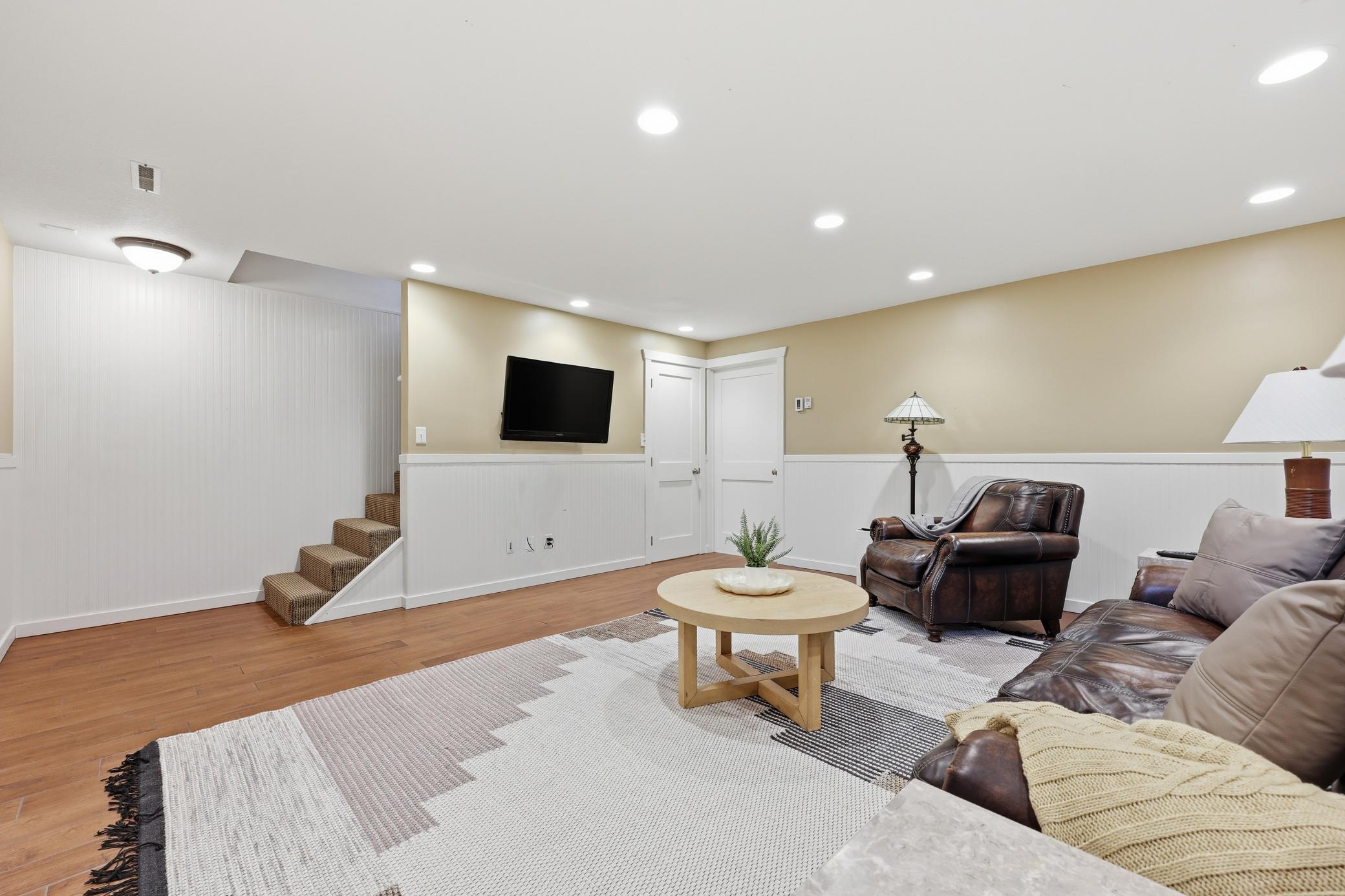 Family room in basement
