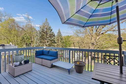 Upper level of the deck overlooking your backyard.