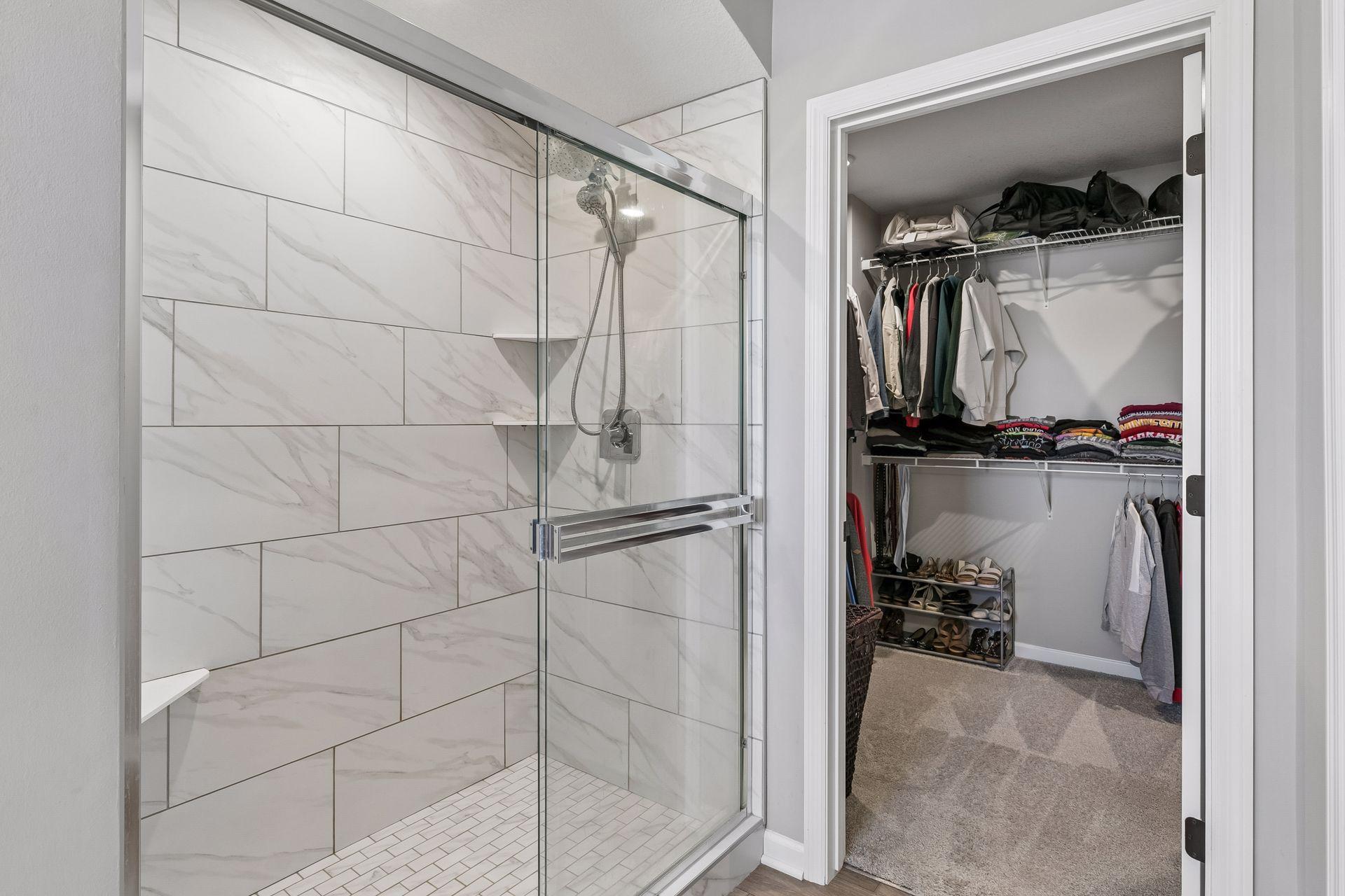 Primary bath with walk-in shower, separate toilet closet