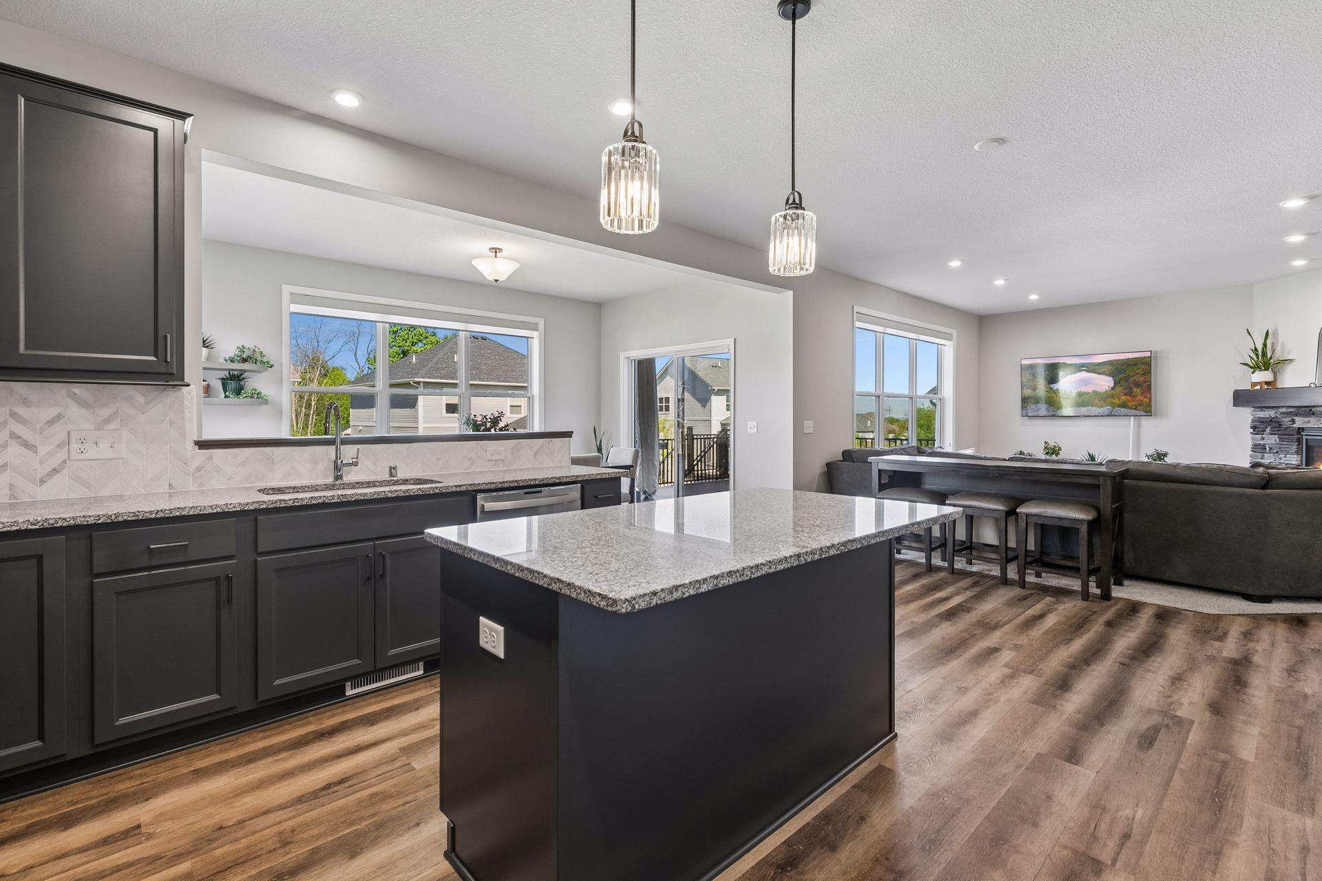 Kitchen opens to morning room and living/family