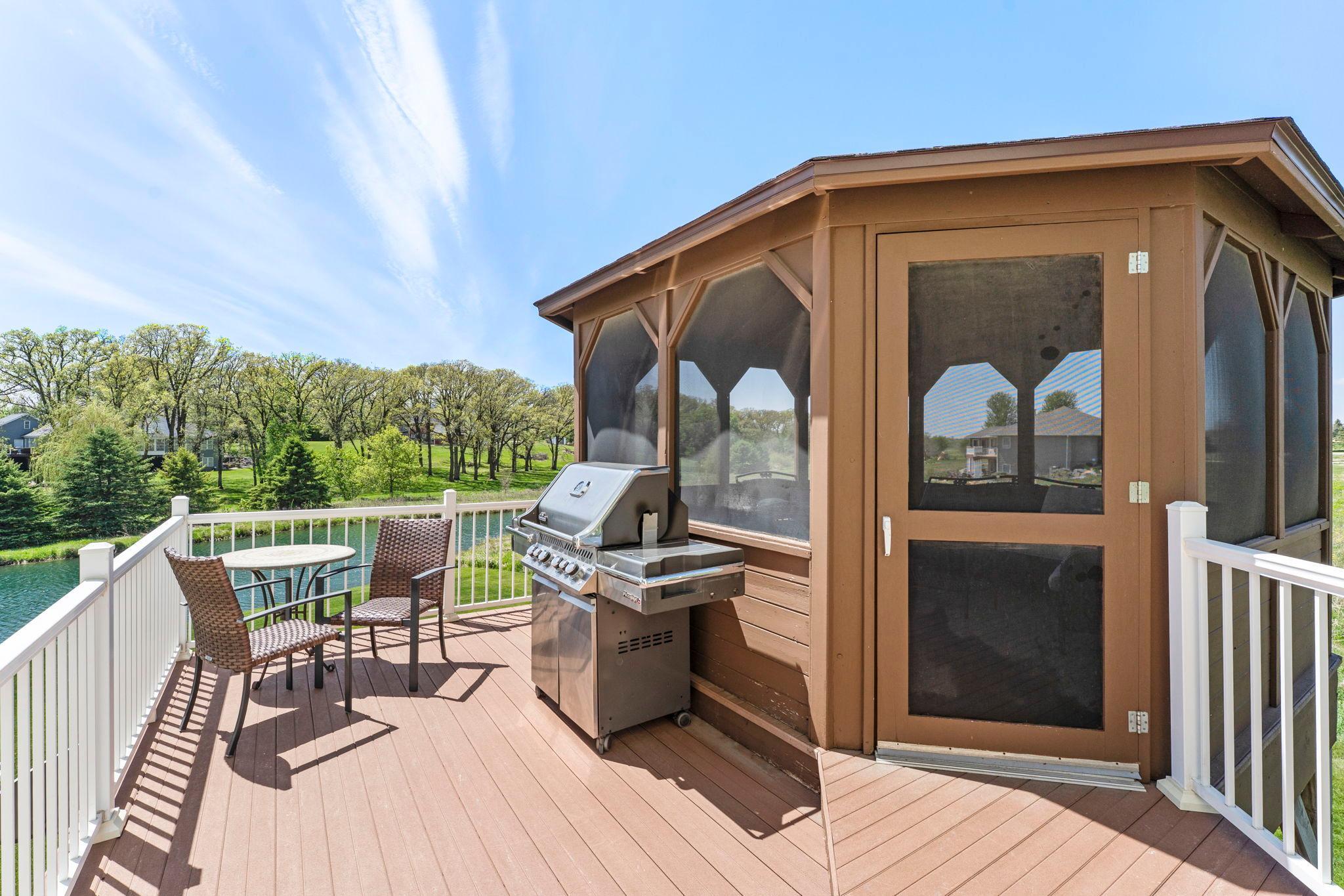 A maintenance-free deck with gazebo access extends your outdoor living.