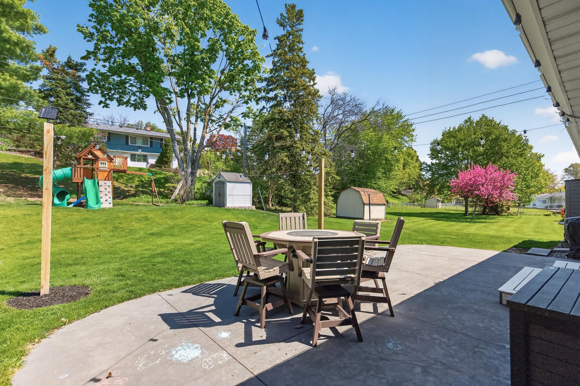 Stamped concrete patio perfect for outdoor gatherings
