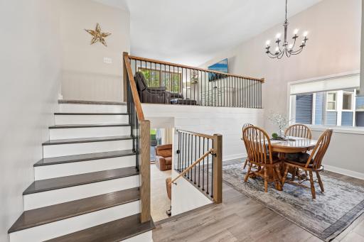 Open living with high ceilings makes this main floor open and large