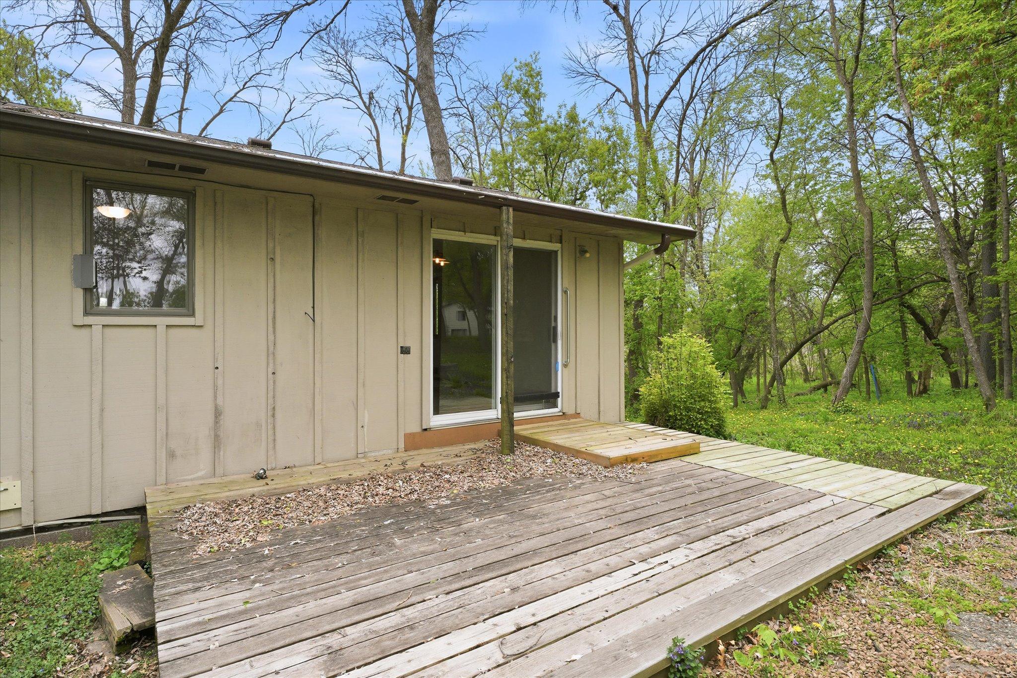 Deck off the dining room area of the home.