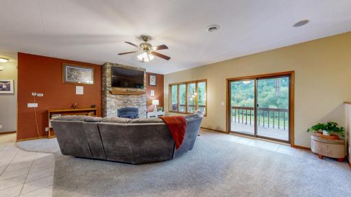 Living room has large picture window and patio door to the large porch! What a view!