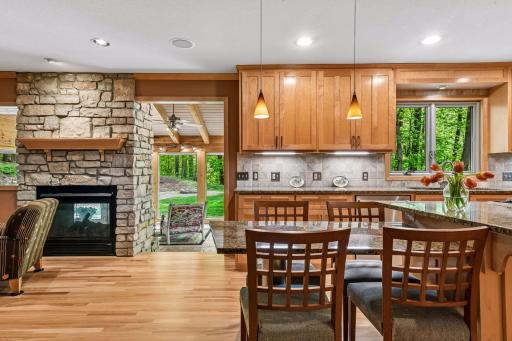 View of backyard when entering gourmet kitchen.