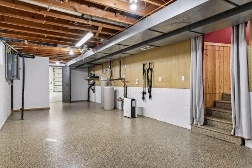 Owned water heater and recently maintained/serviced.. View into spancrete garage