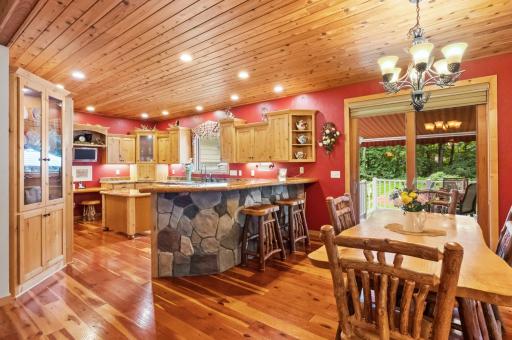 Stone bar Island with beautiful custom countertop.