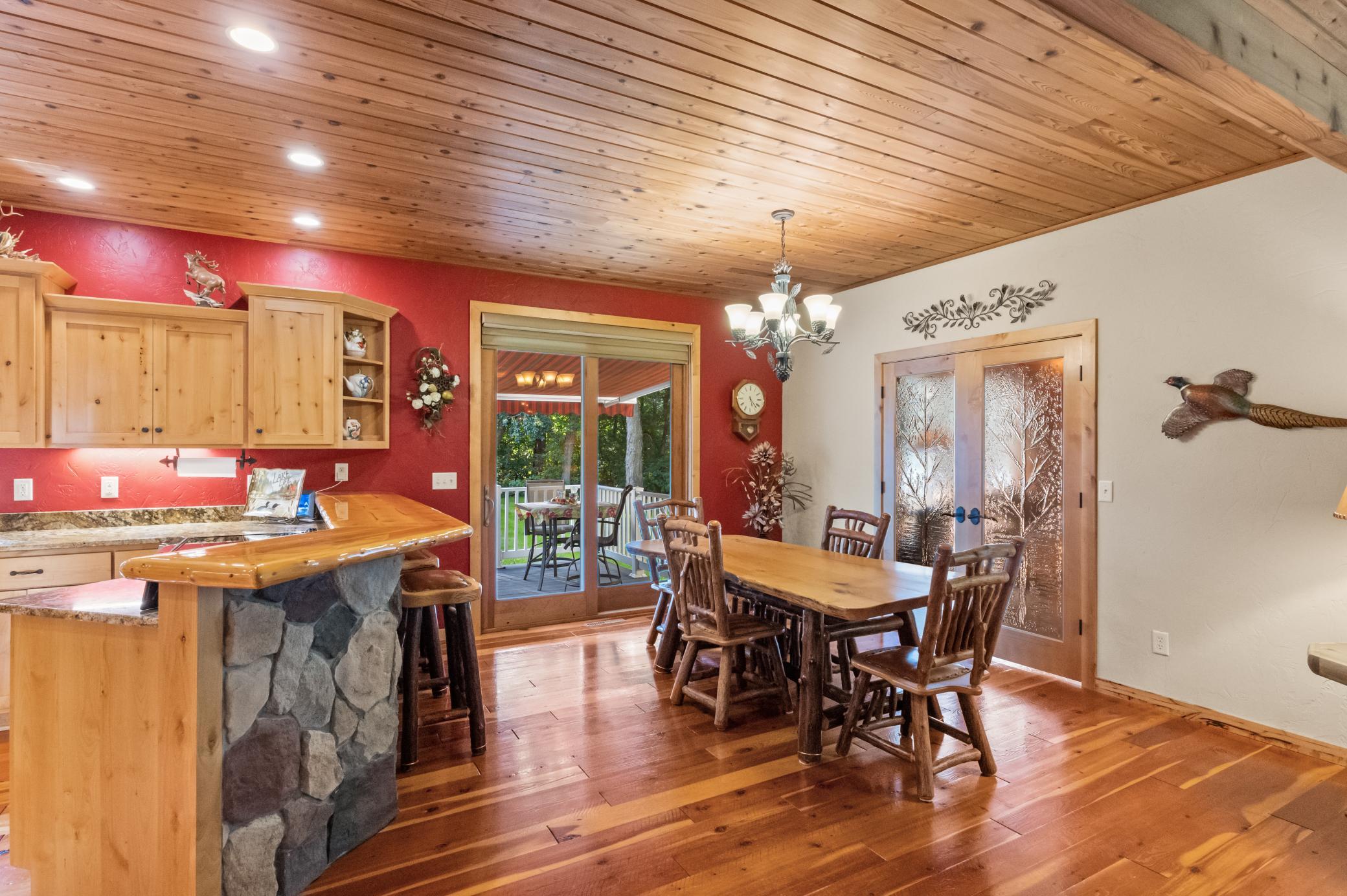 Dining area walks out onto the deck and patio