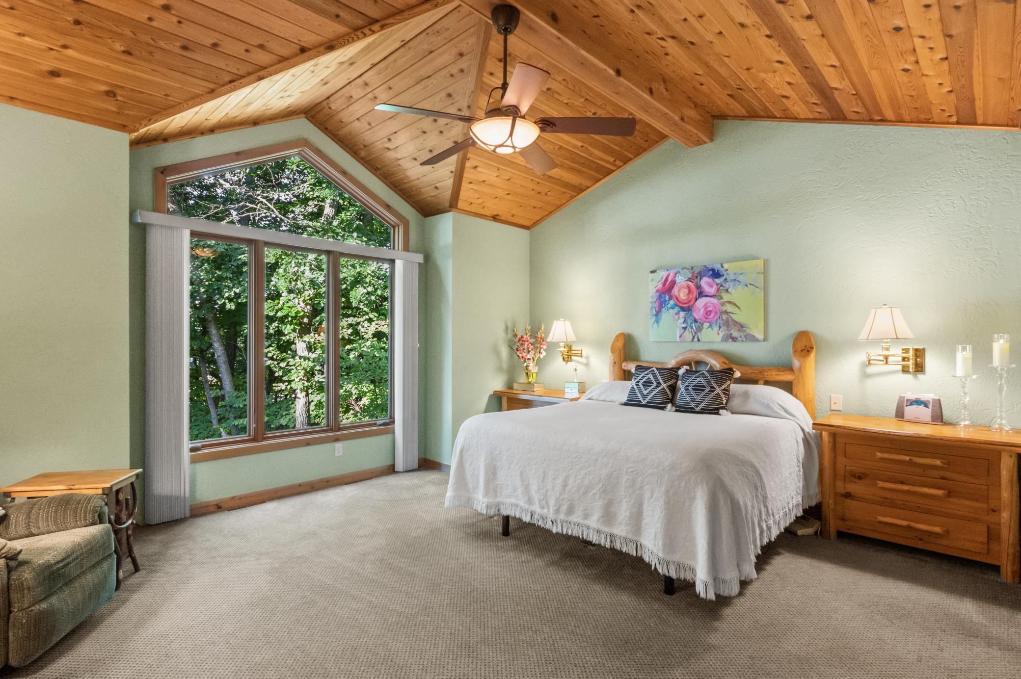Owner's Suite with Gorgeous Cantilever Cedar Ceiling