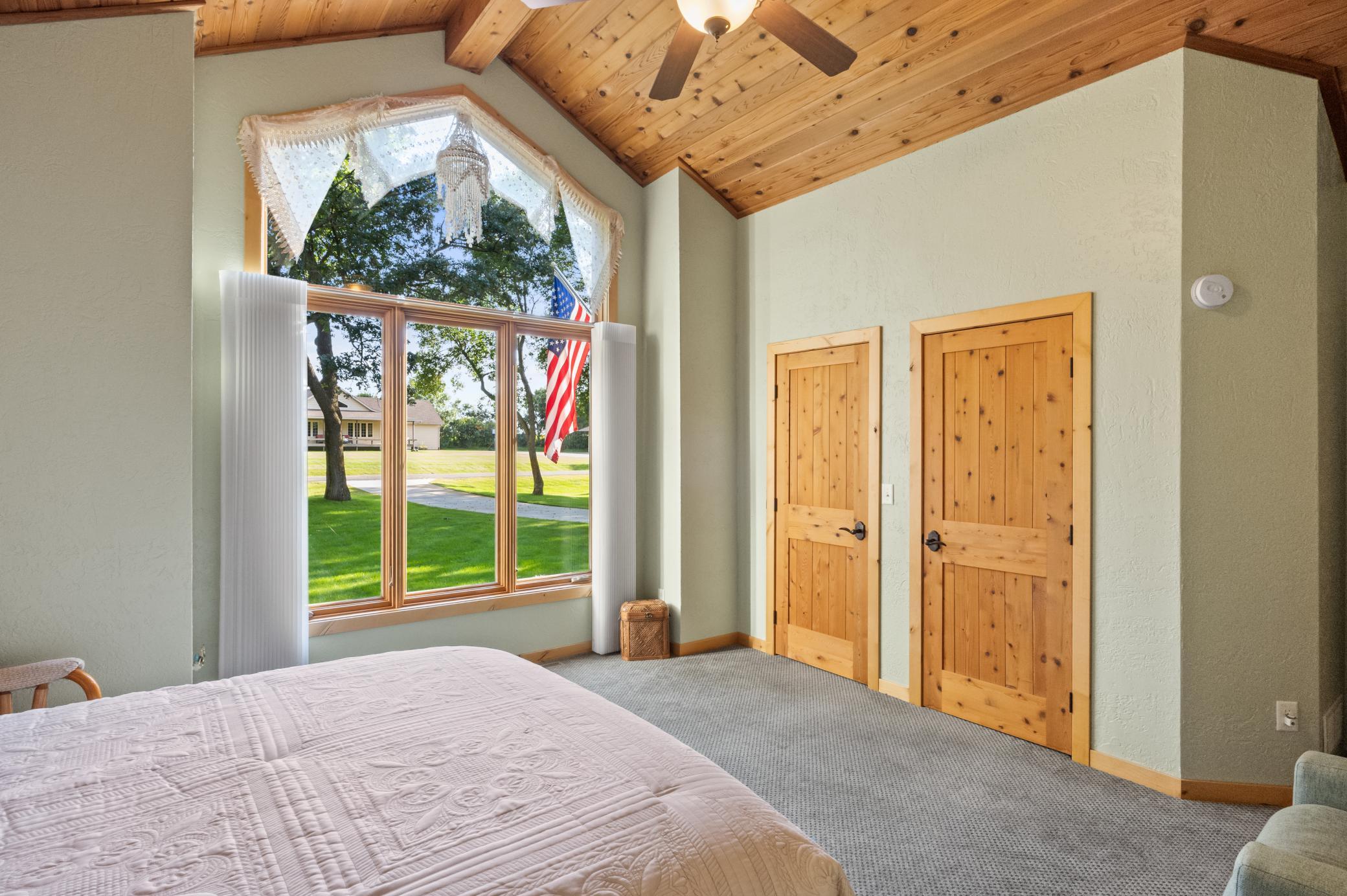 Beautiful trapezoid windows in the second bedroom