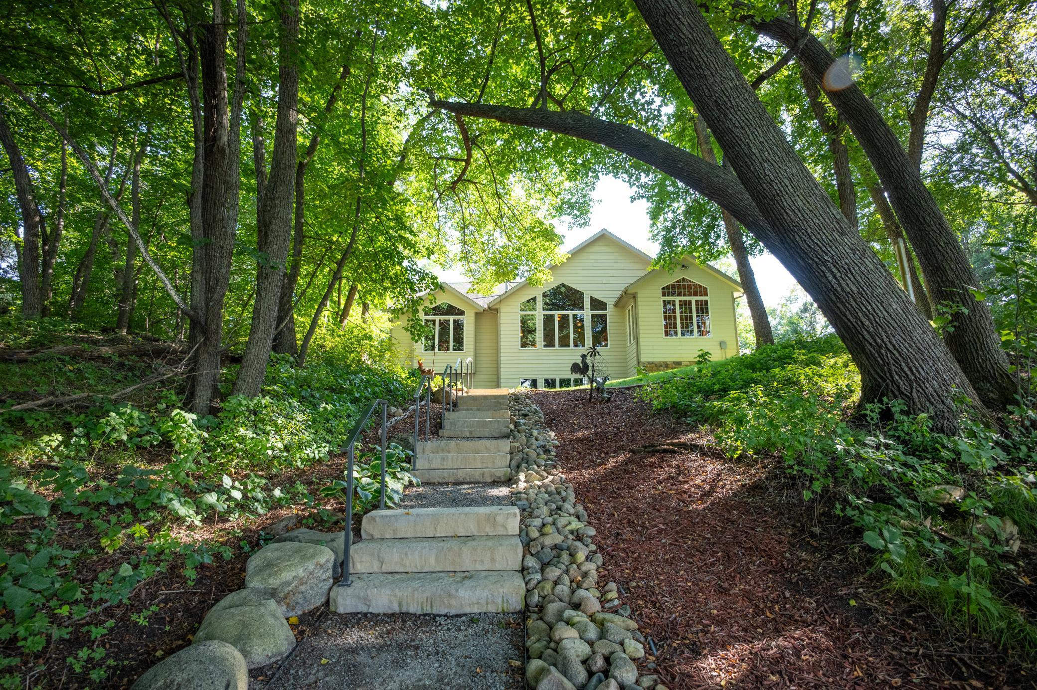 Landscaped with concrete stairs
