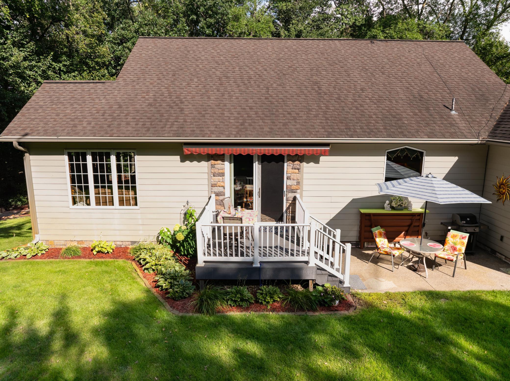 Composite Deck has a retractable awning