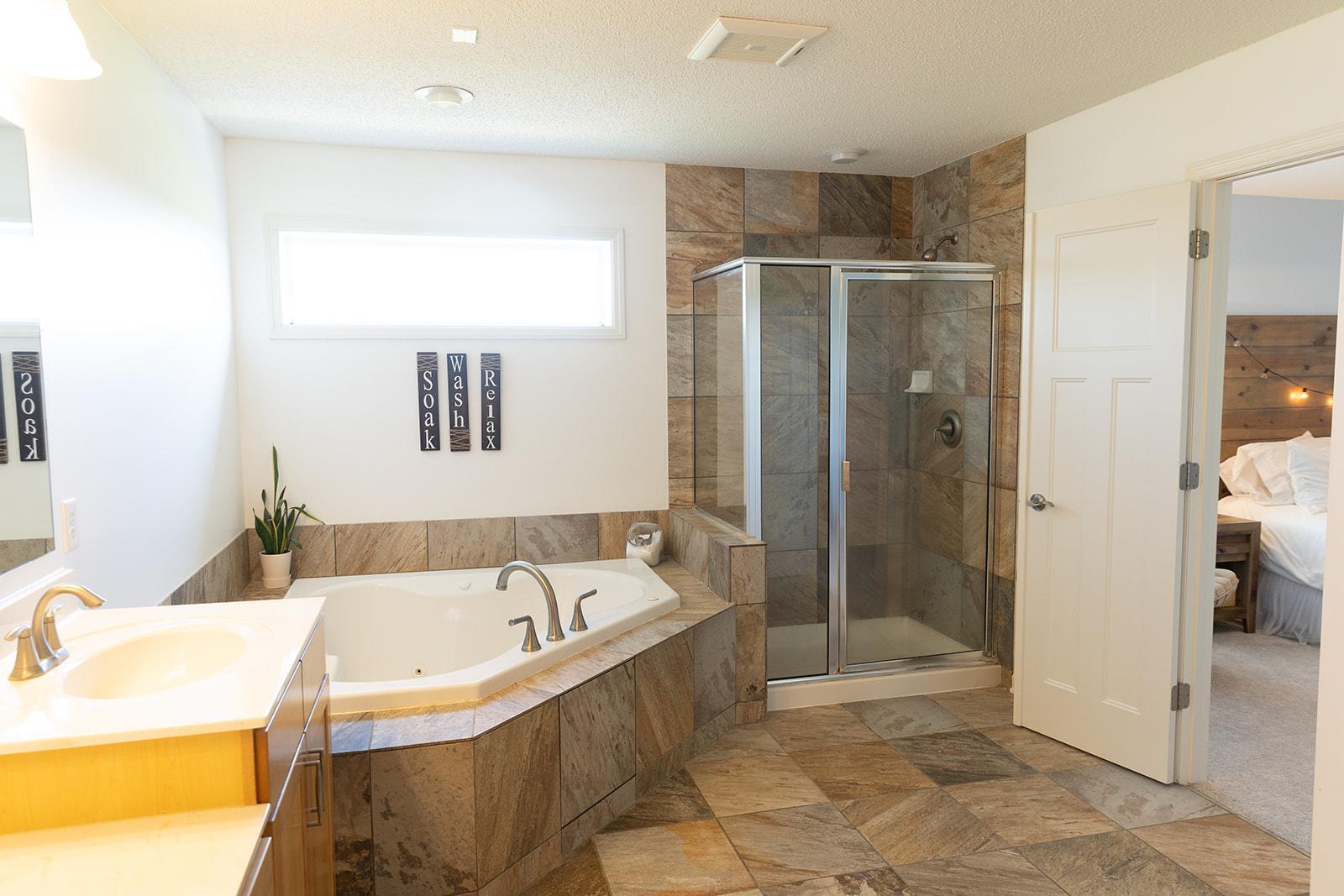 Separate tub and shower.