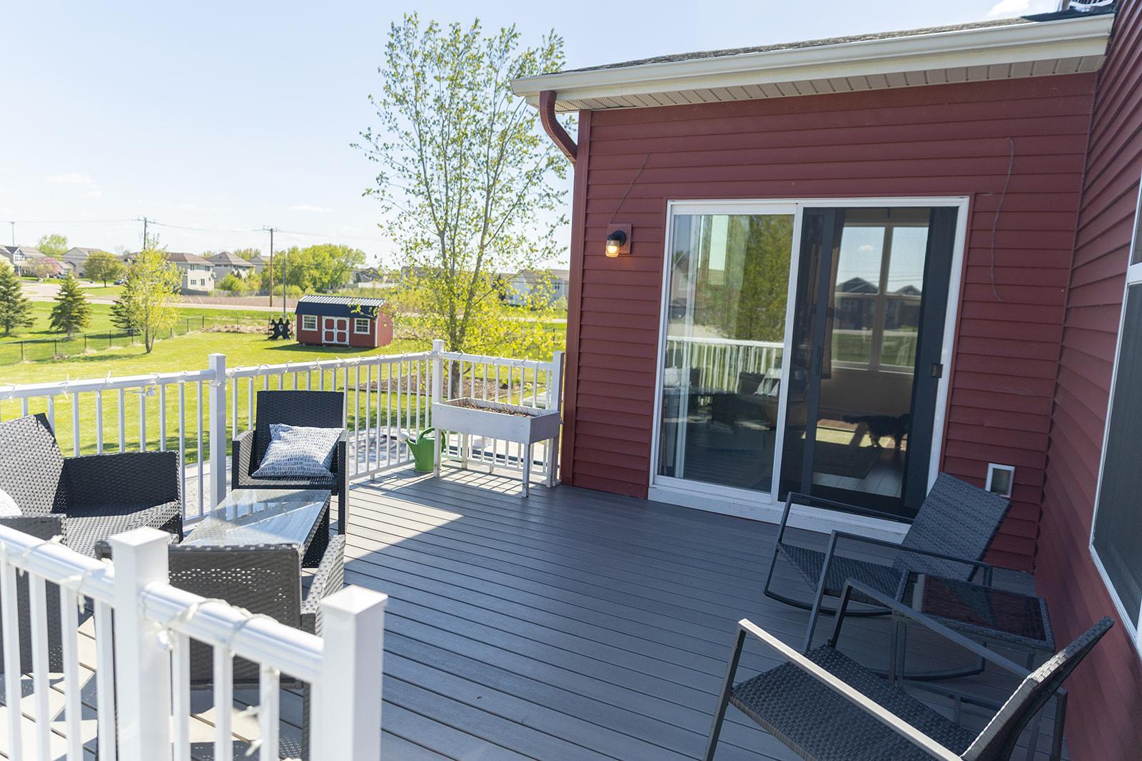 This sweet perch off the morning room is the perfect observation deck of this beautiful yard.