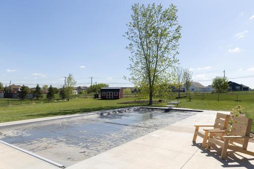 View of pool with the cover. Safety first!