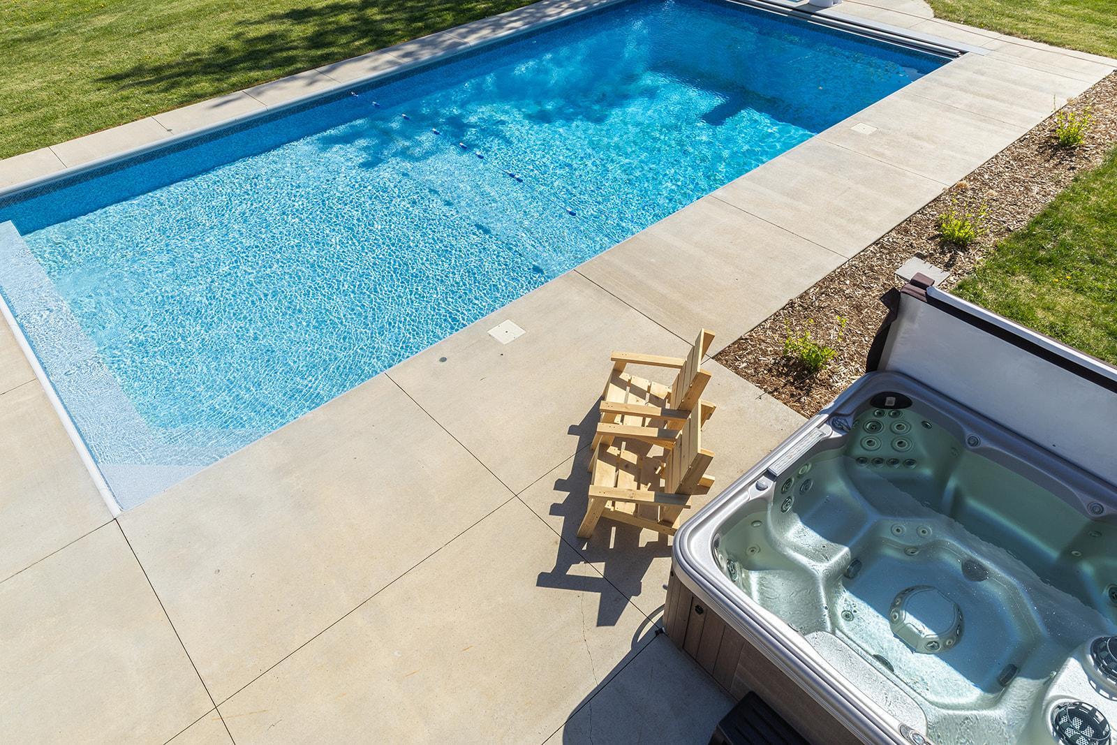 Splish splash, view of pool and hot tub from the deck.
