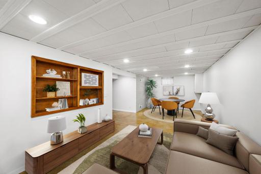 Lower level second living space - virtually staged.