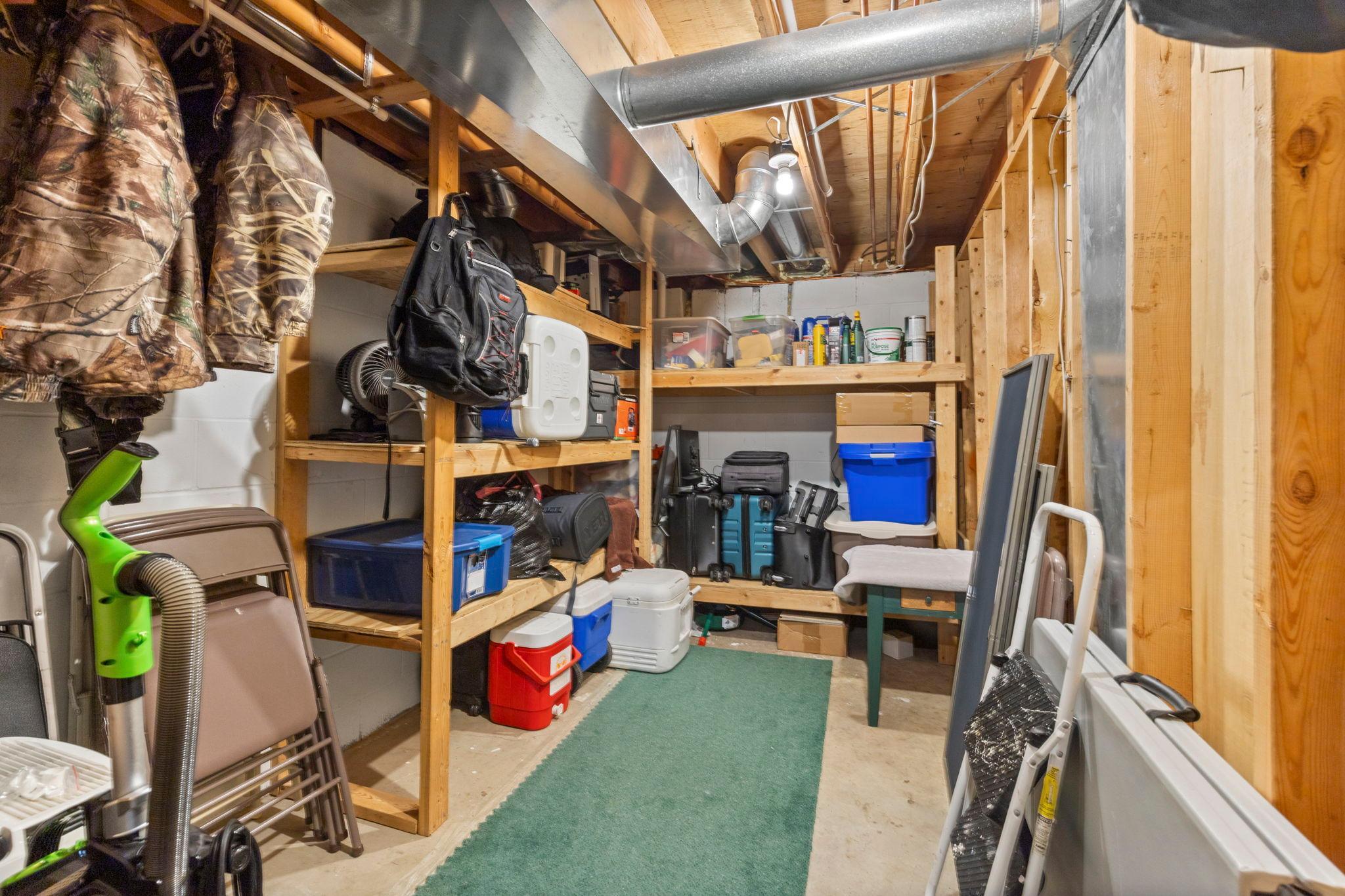 Storage room off utility room in lowest level