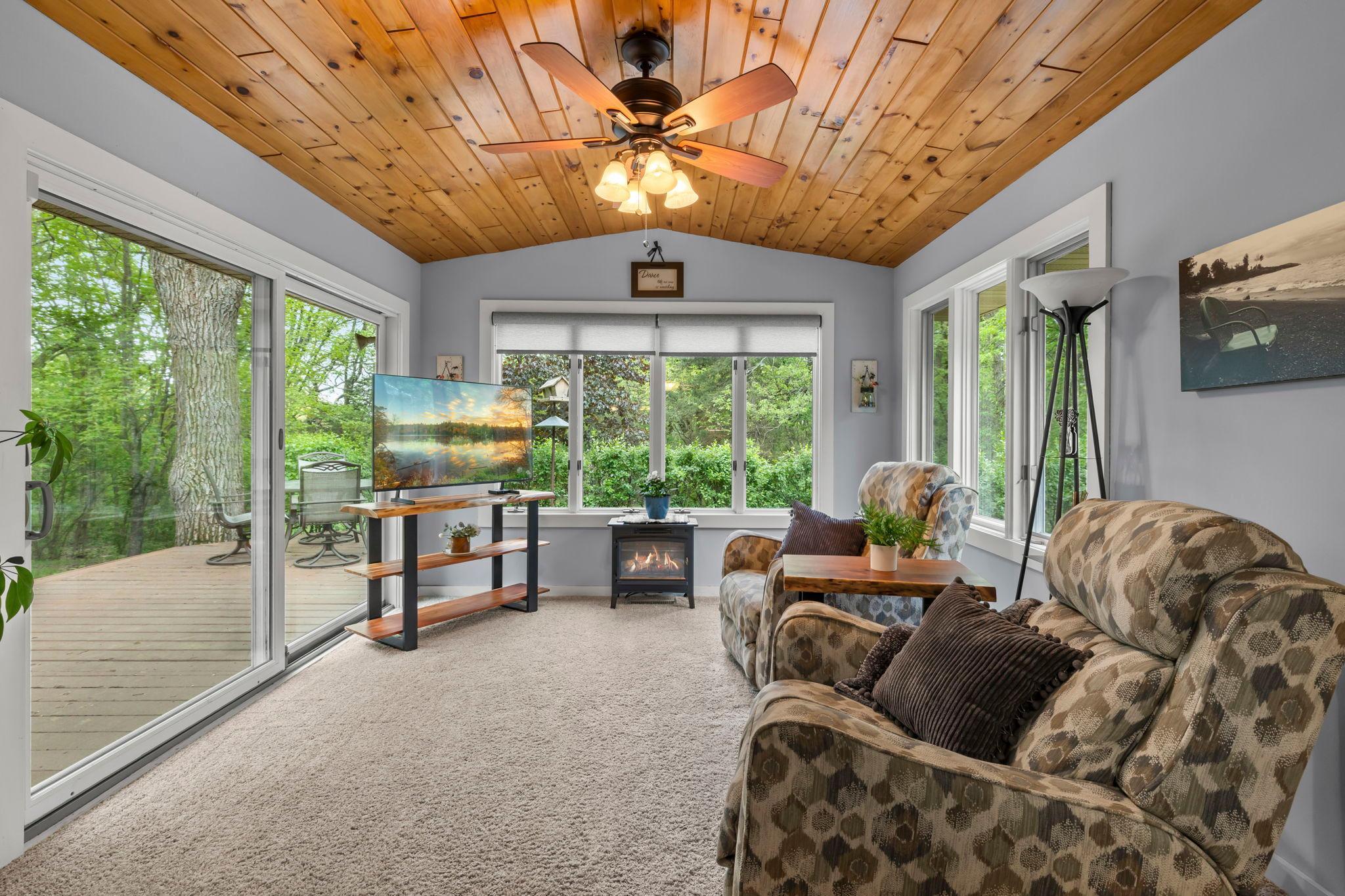 Walkout patio door to backyard deck