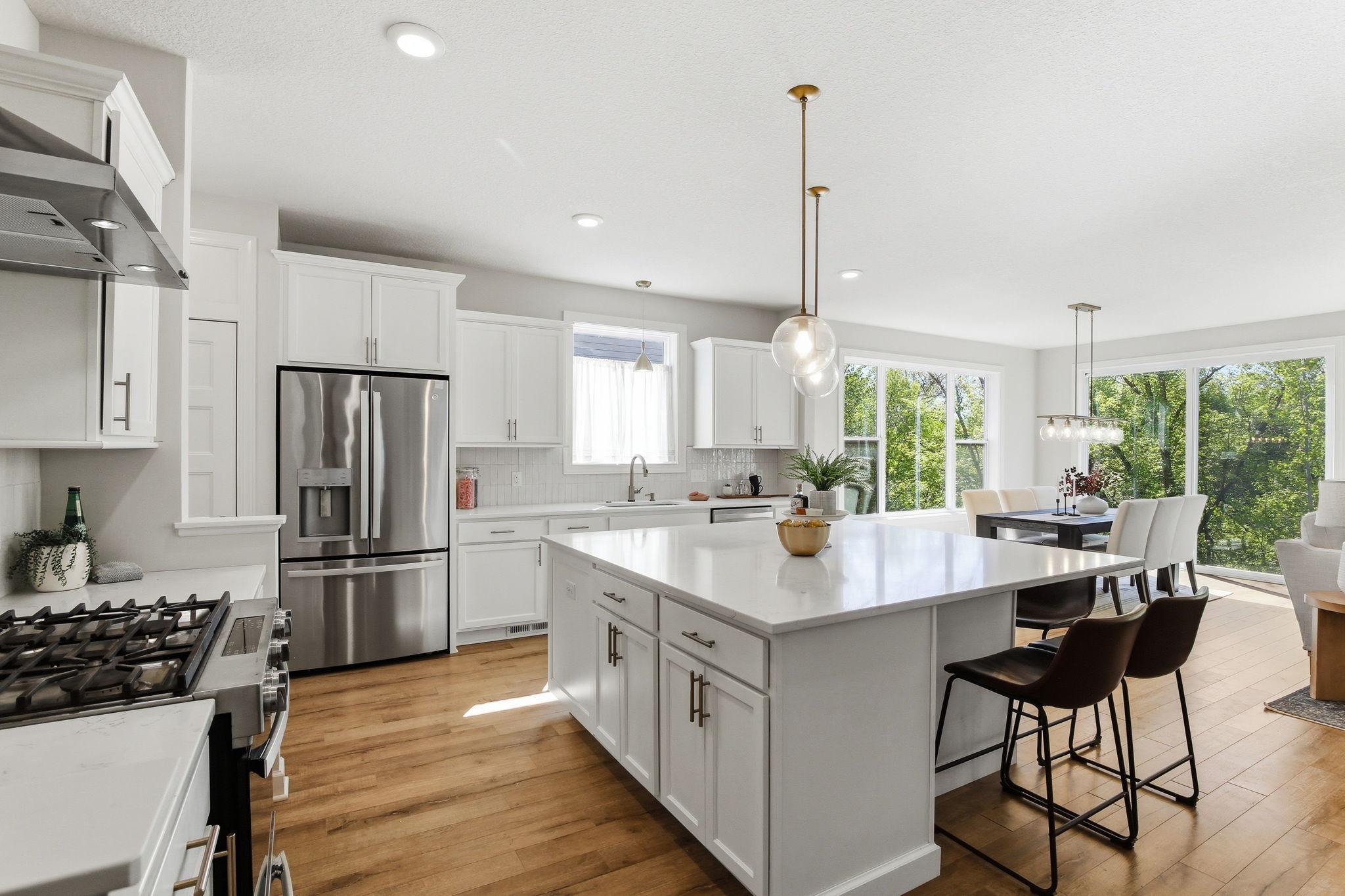 Stainless steel appliances, gourmet range hood