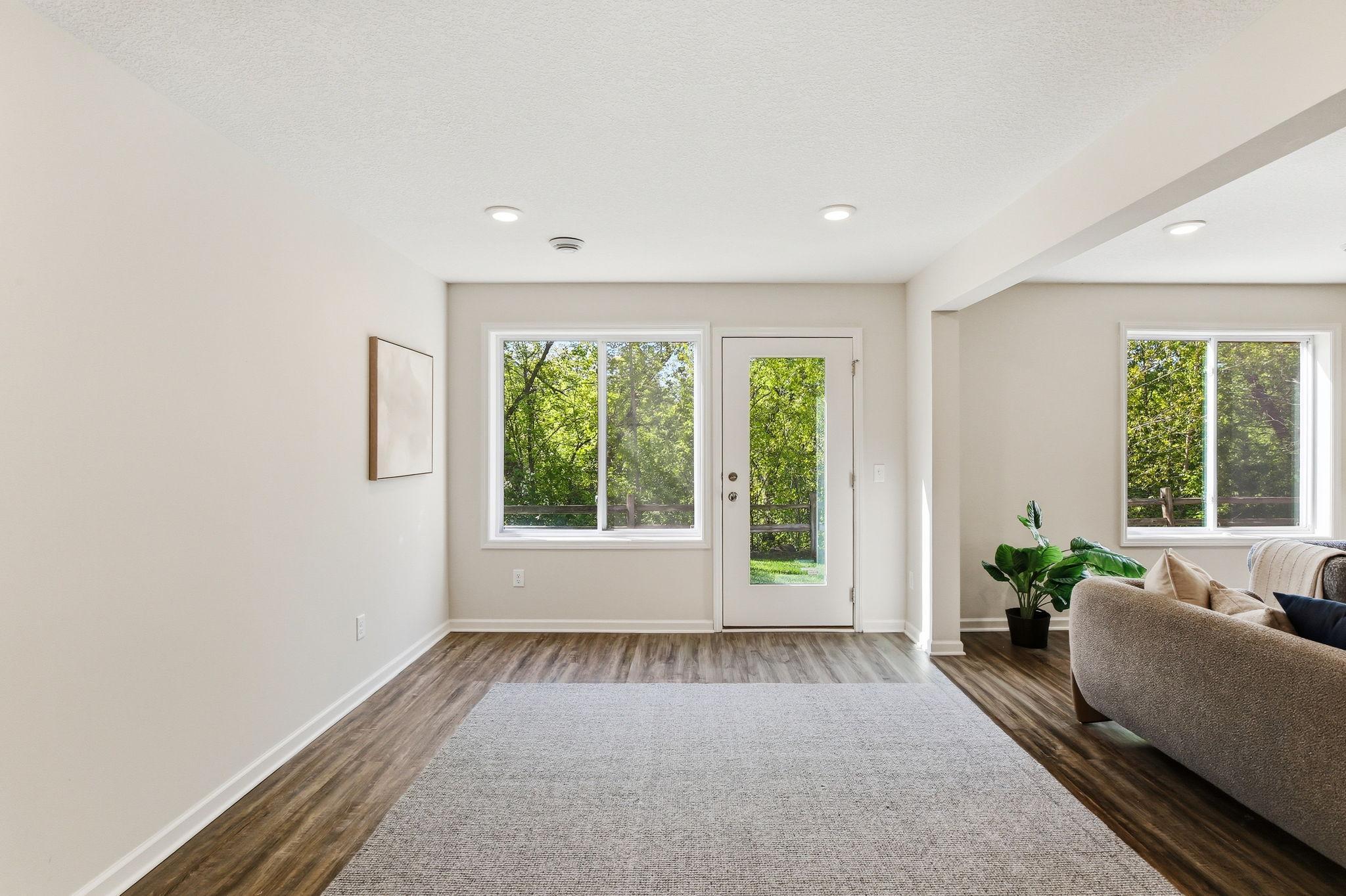 Large windows and glass door walkout
