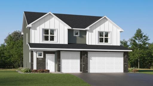 (Exterior rendering, actual home's finishes will vary.)