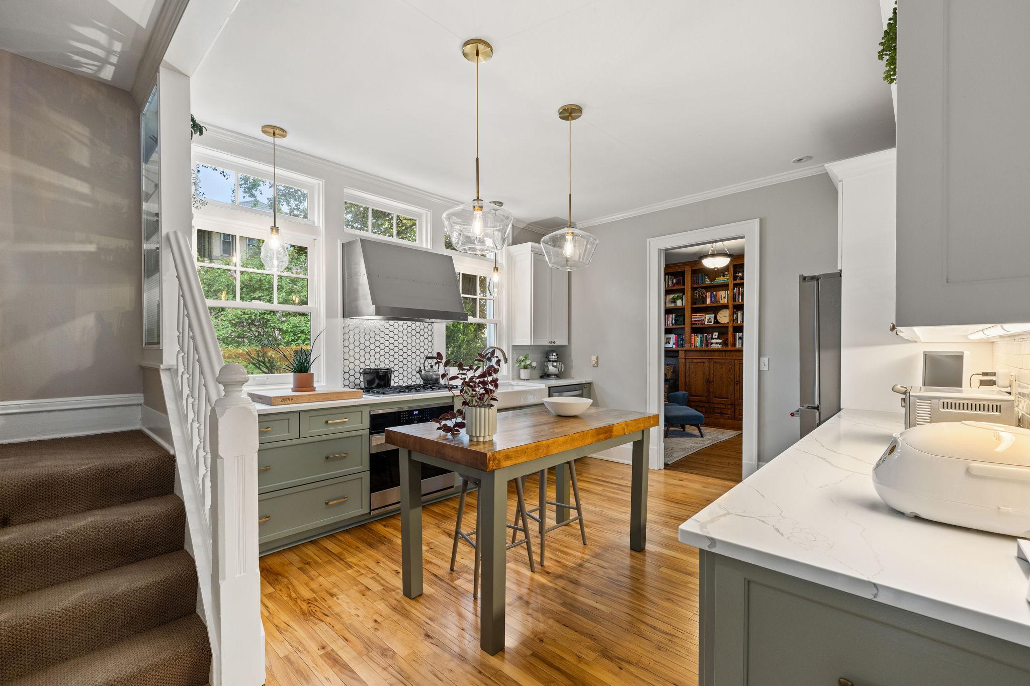 Great updated kitchen - quartz counters and stainless steel appliances